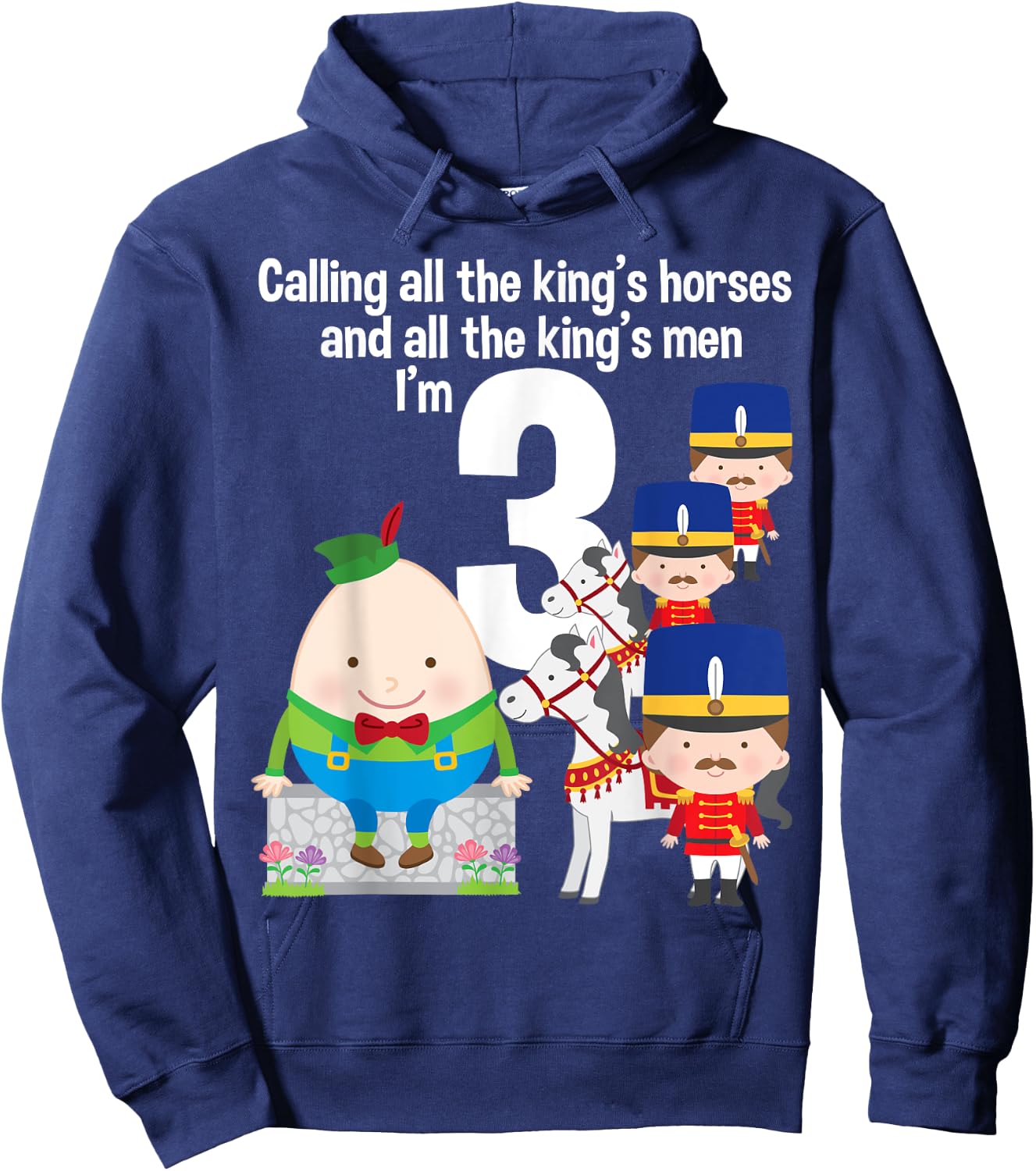 Toddler Kids Humpty Dumpty 3rd Birthday Party Nursery Song Hoodie - Hoodie | Navy