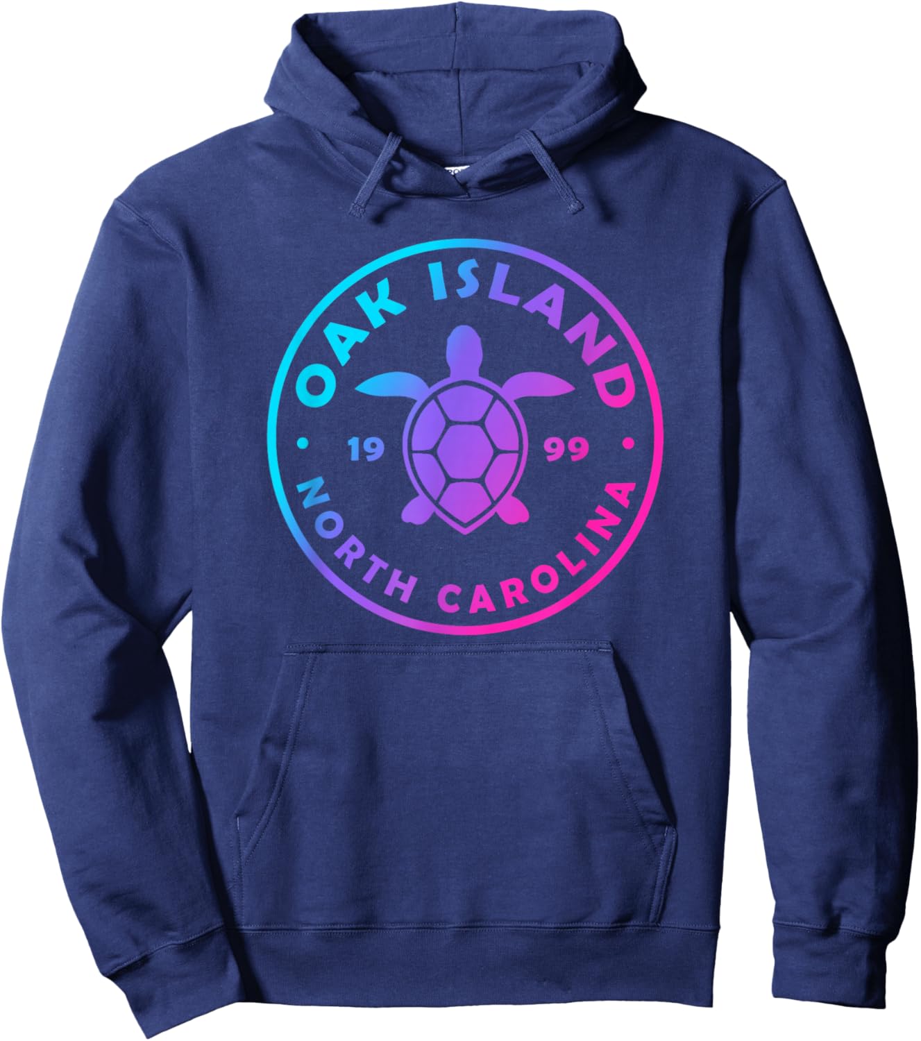 Oak Island North Carolina Colorful Sea Turtle Boys Girls Hoodie - Hoodie | Navy