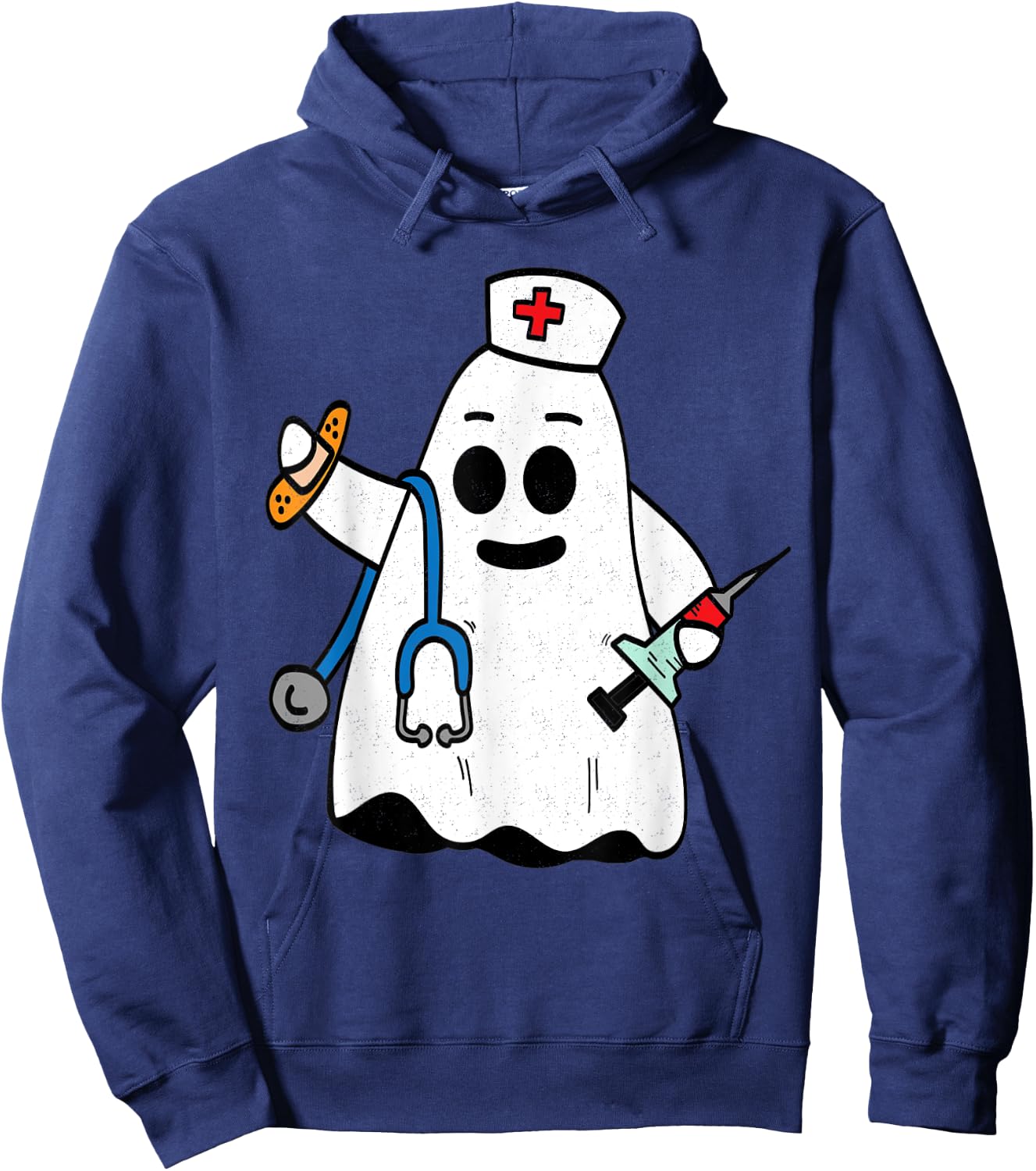Nurse Ghost Scrub Cute Halloween Costume For Nurses Women RN Hoodie - Hoodie | Navy