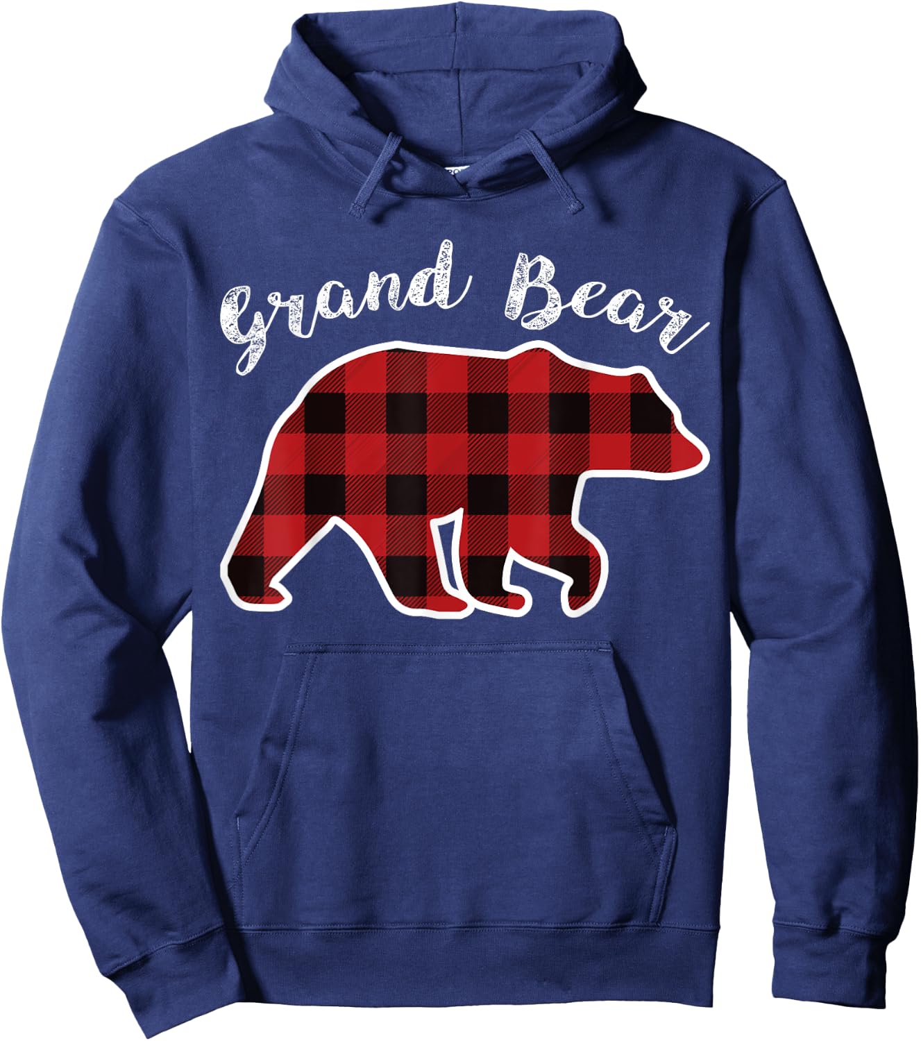GRAND BEAR | Men Women Red Plaid Christmas PJ Family Pa Gift Hoodie - Hoodie | Navy