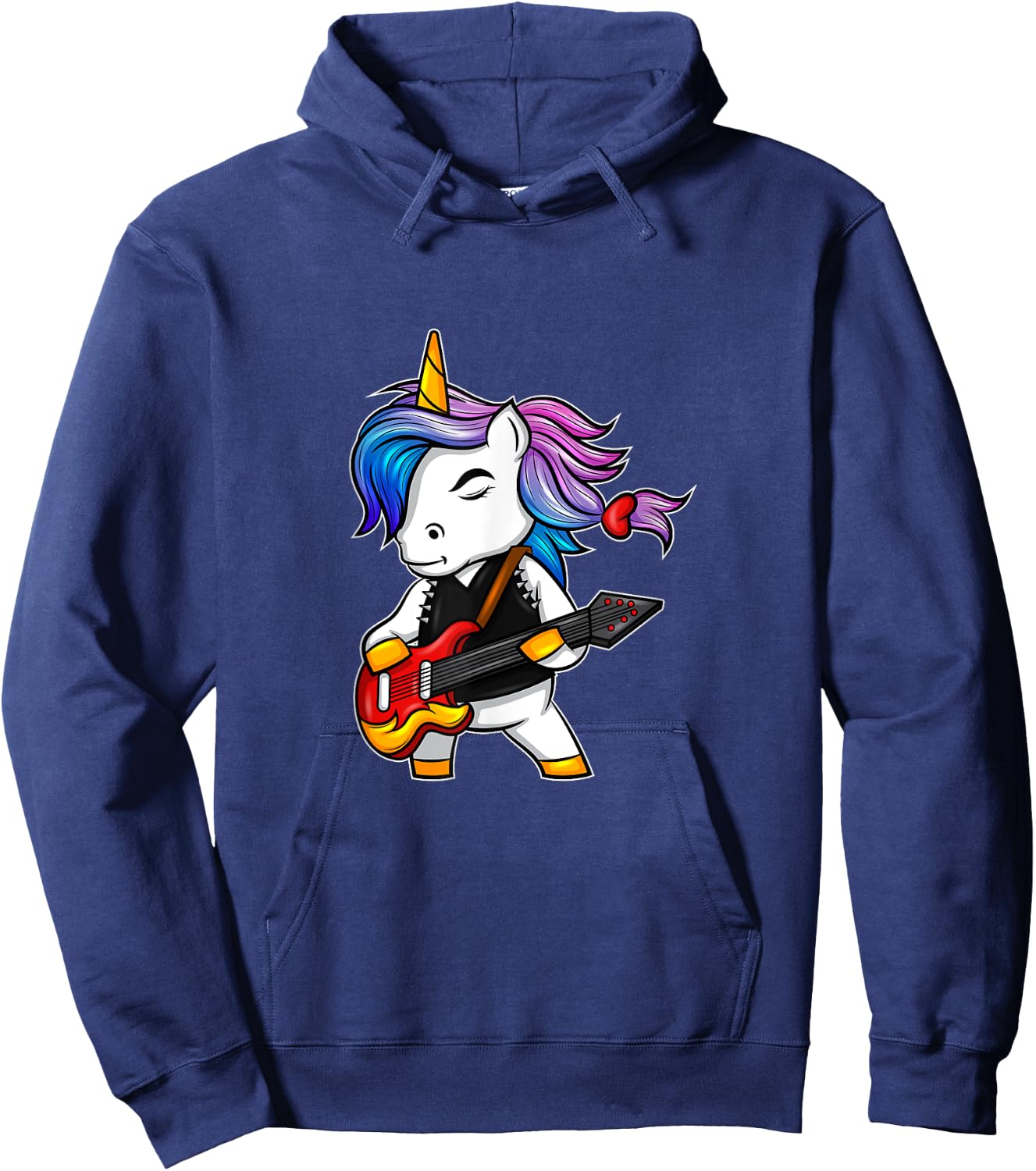 Cool rock and roll unicorn with guitar for rock fans Hoodie - Hoodie | Navy
