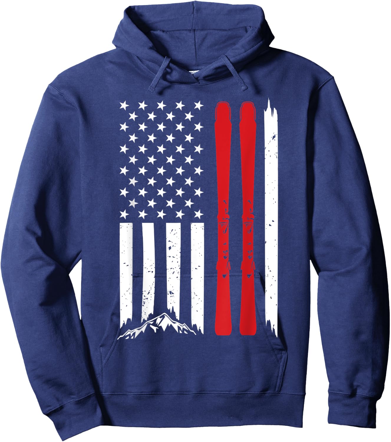 Ski American Flag Skiing US Patriotic Skier 4th Of July Gift Hoodie - Hoodie | Navy