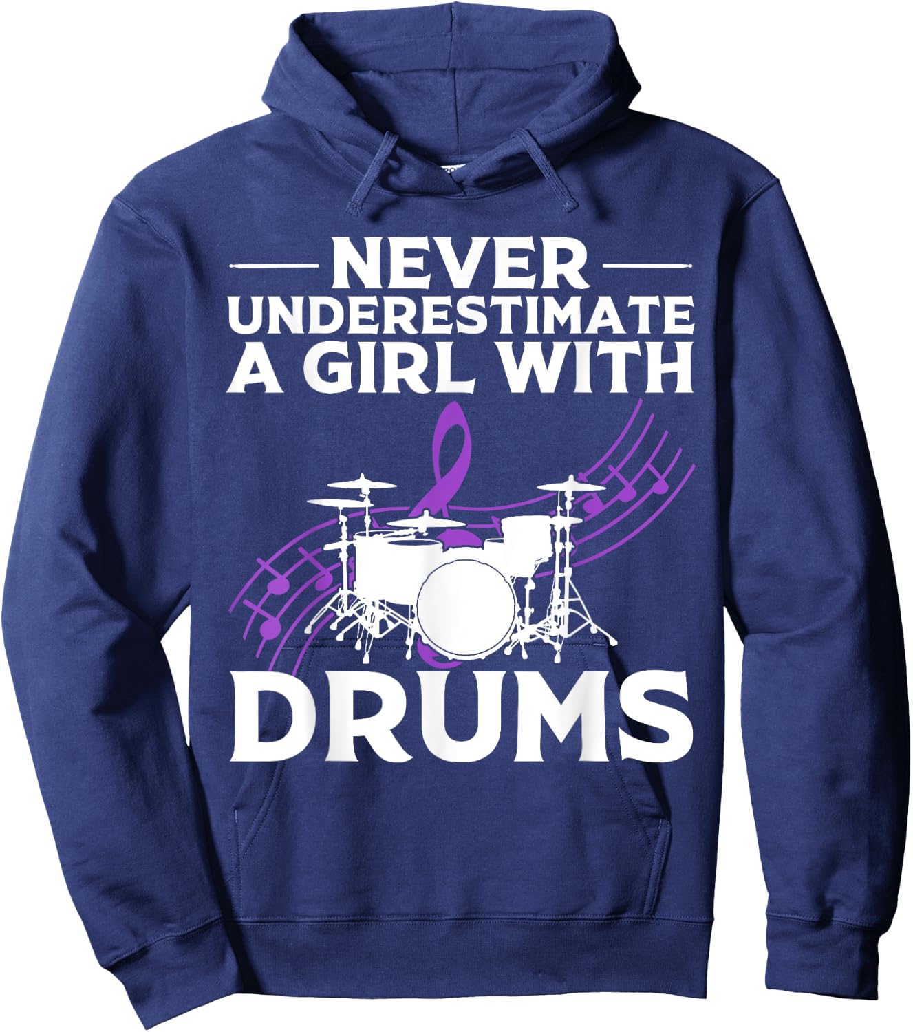 Funny Girl Drummer Gift Cool Rock And Roll Lady Hoodie - Hoodie | Navy