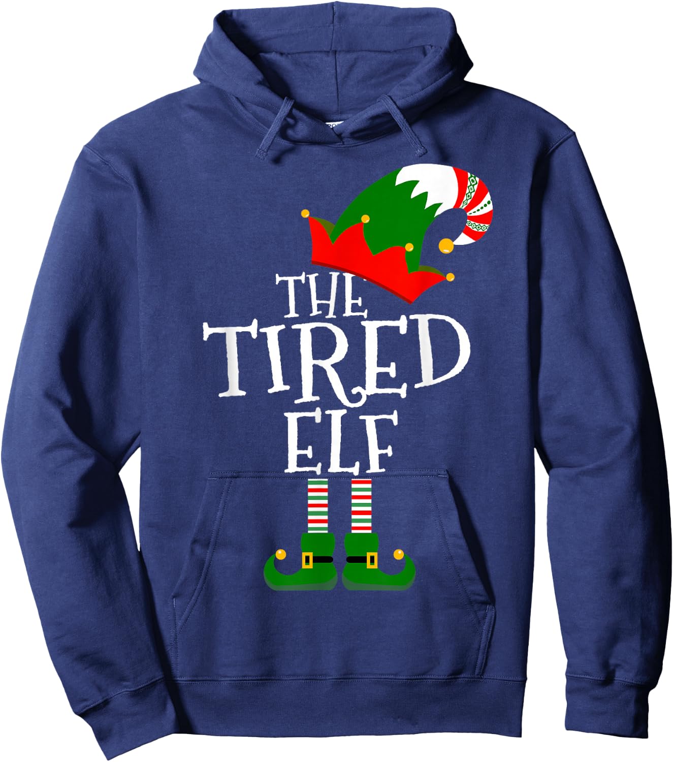 Funny The Tired Elf Matching Family Group Gift Christmas Hoodie - Hoodie | Navy