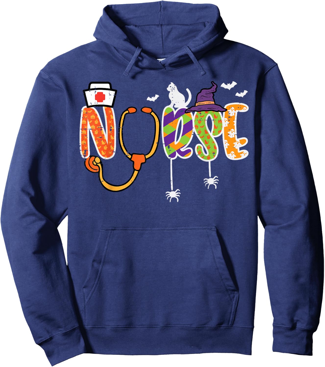 Halloween Nurse Stethoscope Cute Scrub Top Costume Men Women Hoodie - Hoodie | Navy