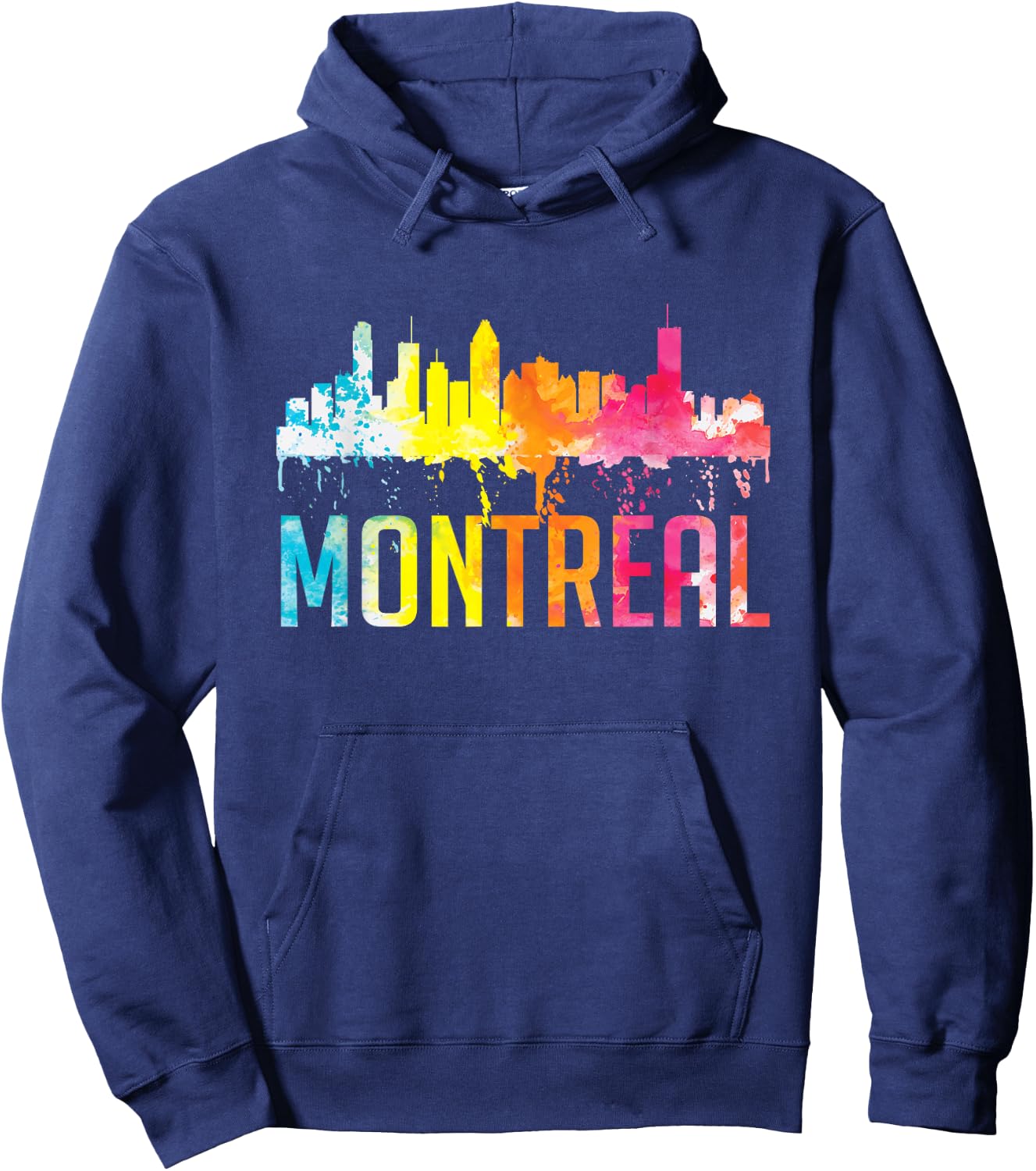 Montreal Canada Watercolor Skyline Home City Souvenir Art Hoodie - Hoodie | Navy