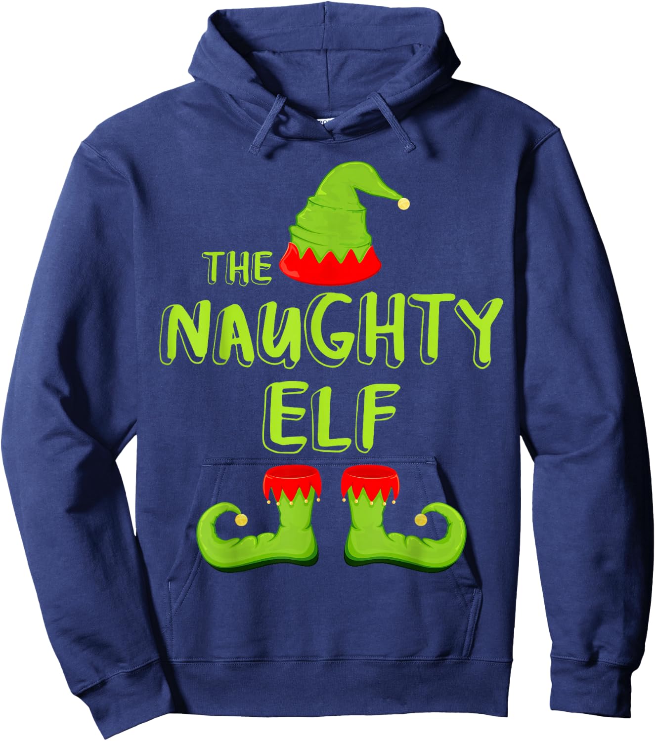 The Naughty Elf Shirt Adult Kids Matching Christmas Elf Hoodie - Hoodie | Navy