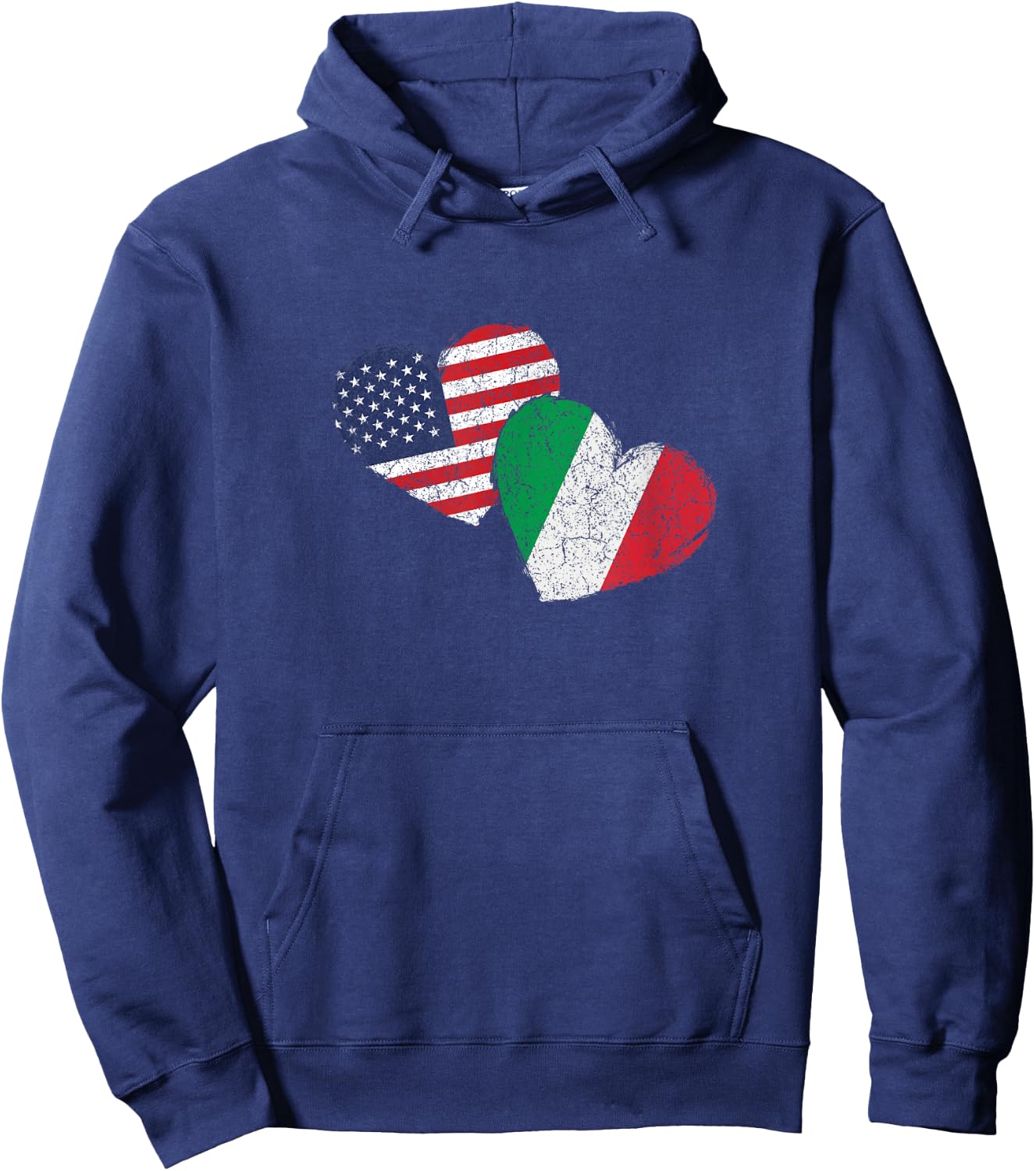 USA Italy Heart Country Flag American Italian Hoodie - Hoodie | Navy