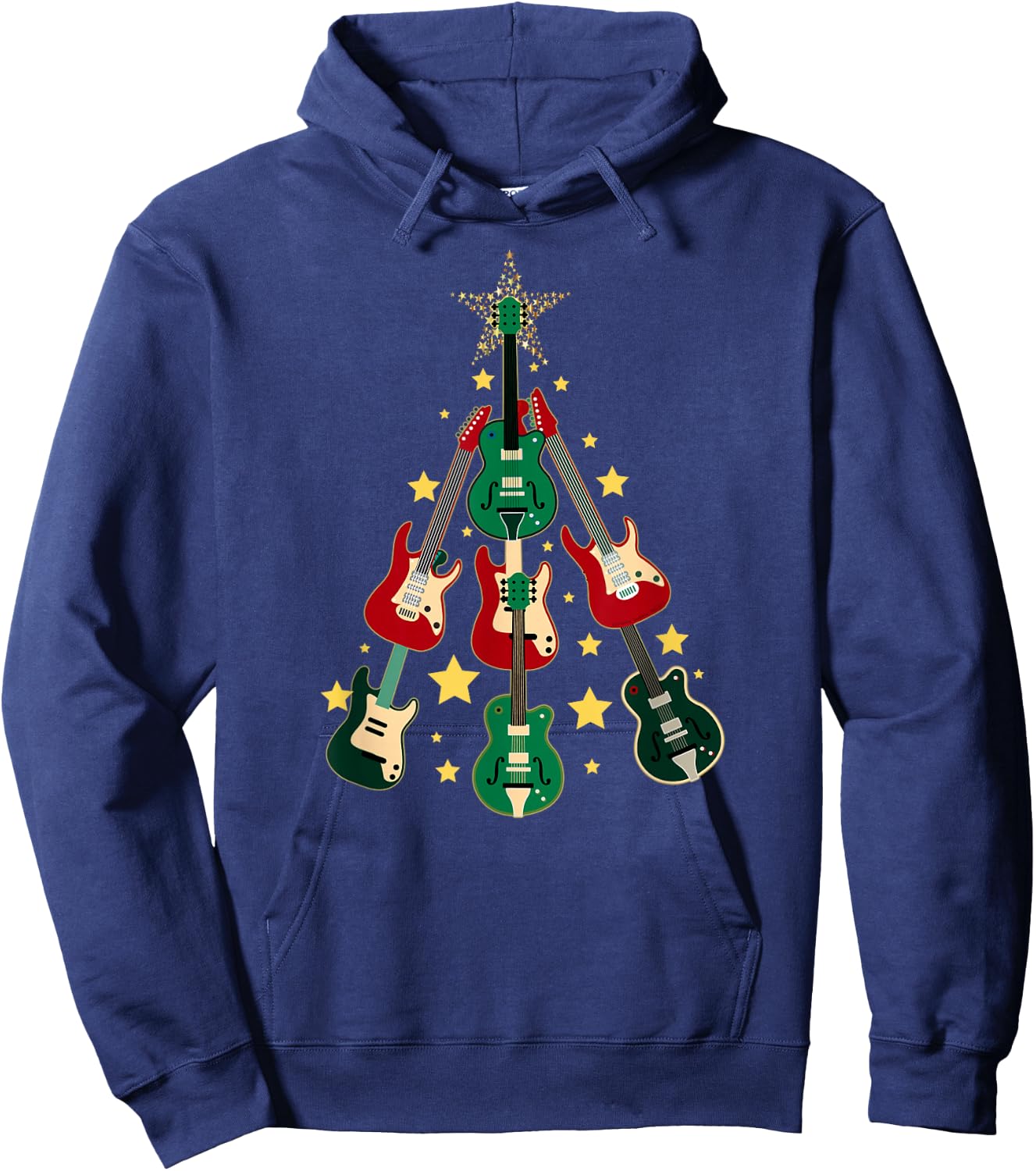 Cool Guitar Christmas Tree Guitar Lovers Christmas Tree Hoodie - Hoodie | Navy