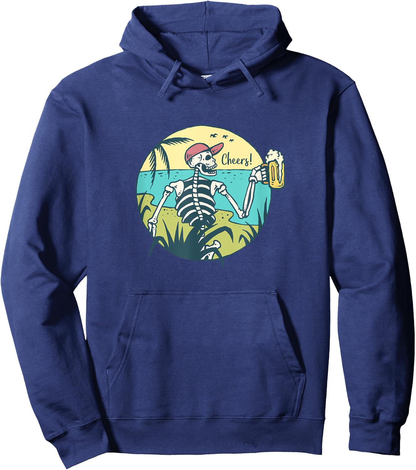 Skeleton On An Island Drinking Mug of Beer Hoodie - Hoodie | Navy