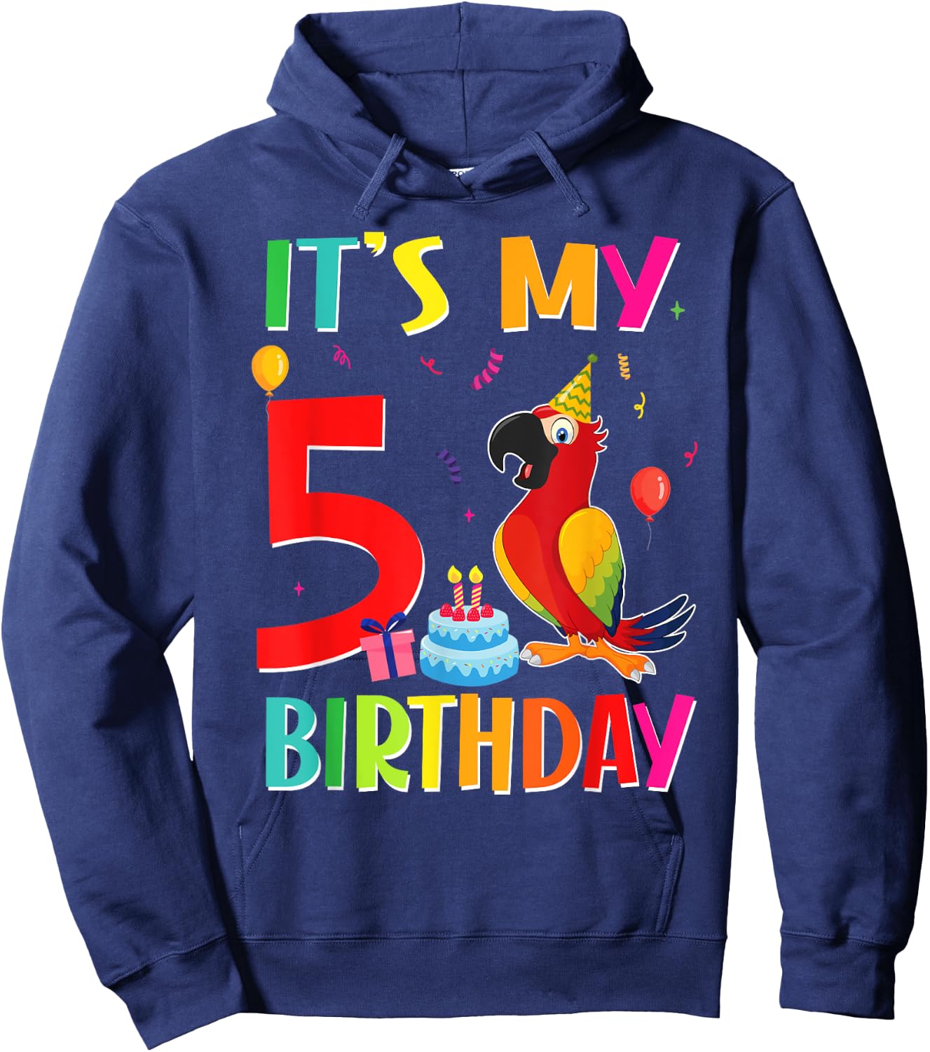 Its My 5th Birthday Parrot Bird Lover 5 Years Old Hoodie - Hoodie | Navy