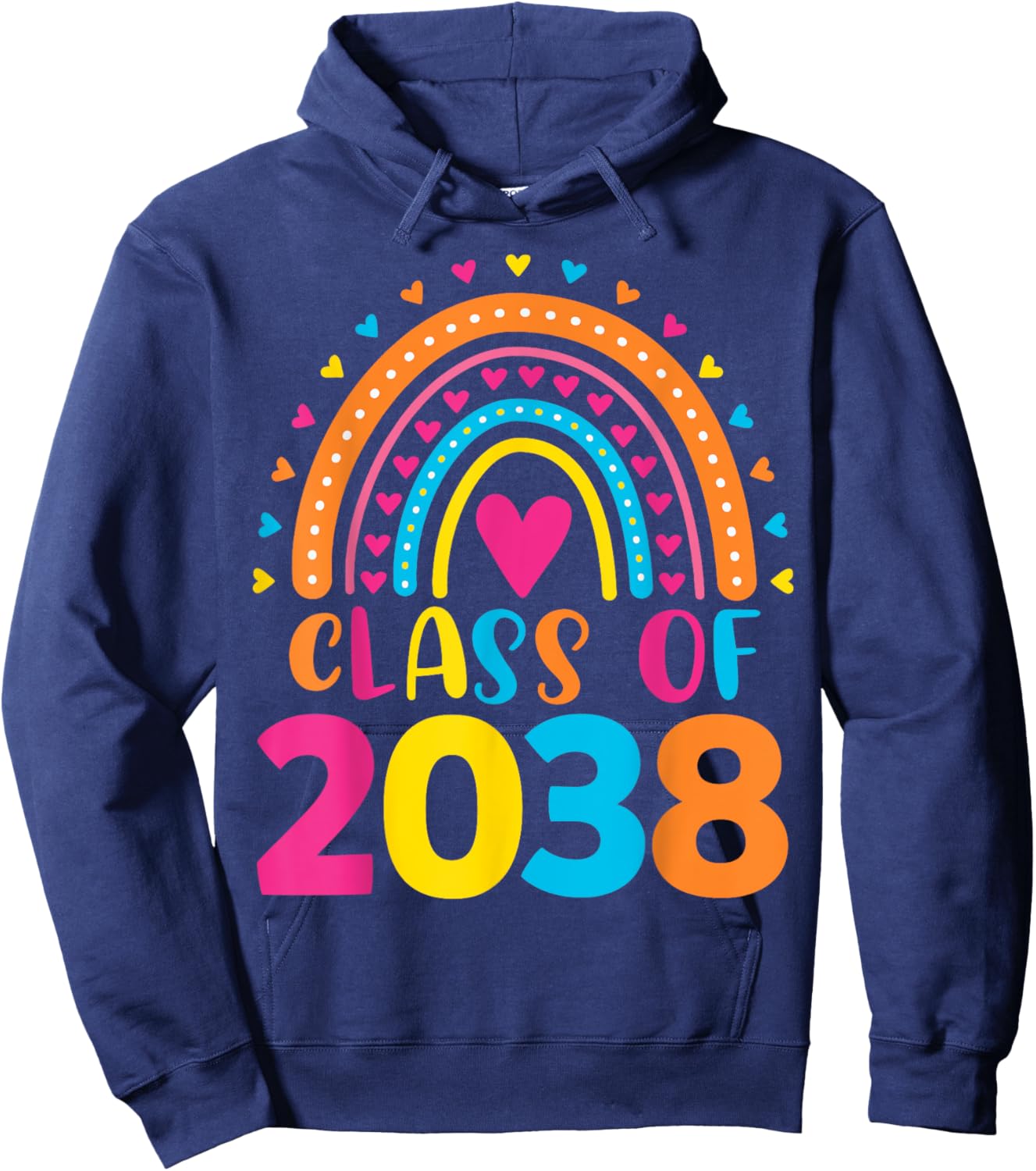 Kindergarten Class of 2038 First Day School Rainbow Girls Hoodie - Hoodie | Navy