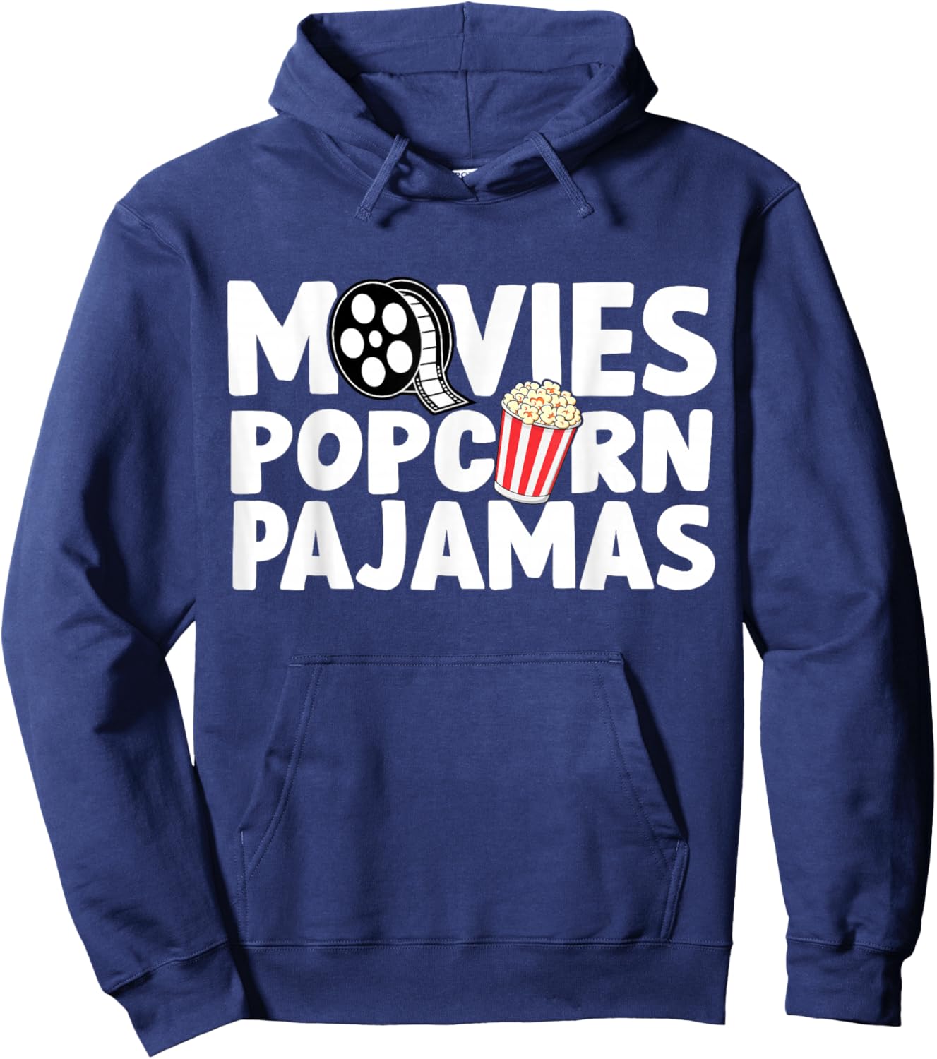 Movies Popcorn And Pajamas Popcorn Movie Night Hoodie - Hoodie | Navy