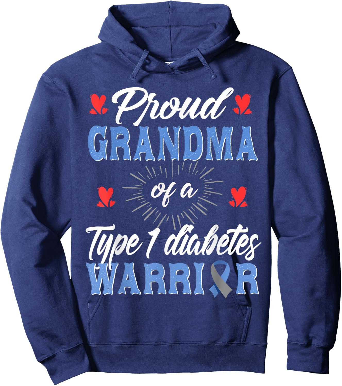 T1D Proud Grandma Diabetes Awareness Type 1 Insulin Pancreas Hoodie - Hoodie | Navy
