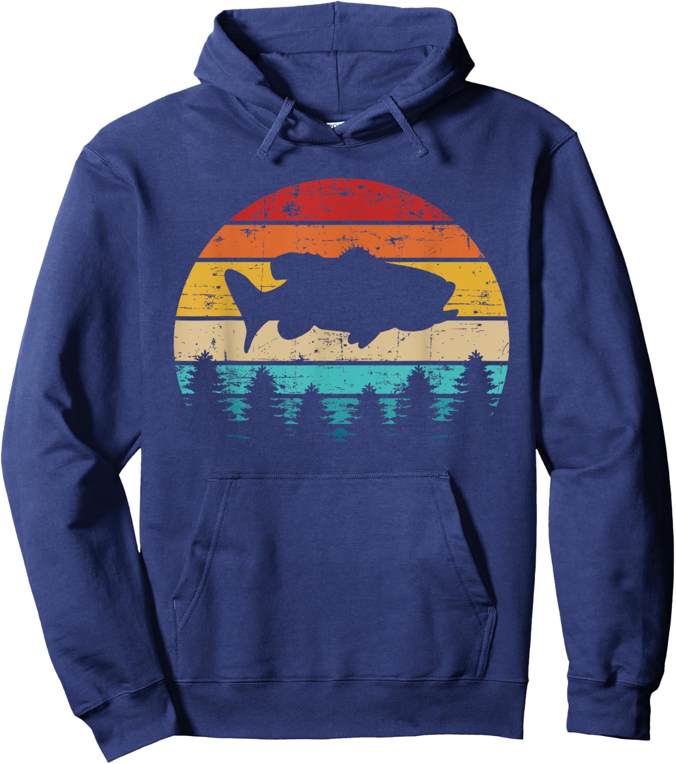 Bass Fishing fish vintage retro Hoodie - Hoodie | Navy