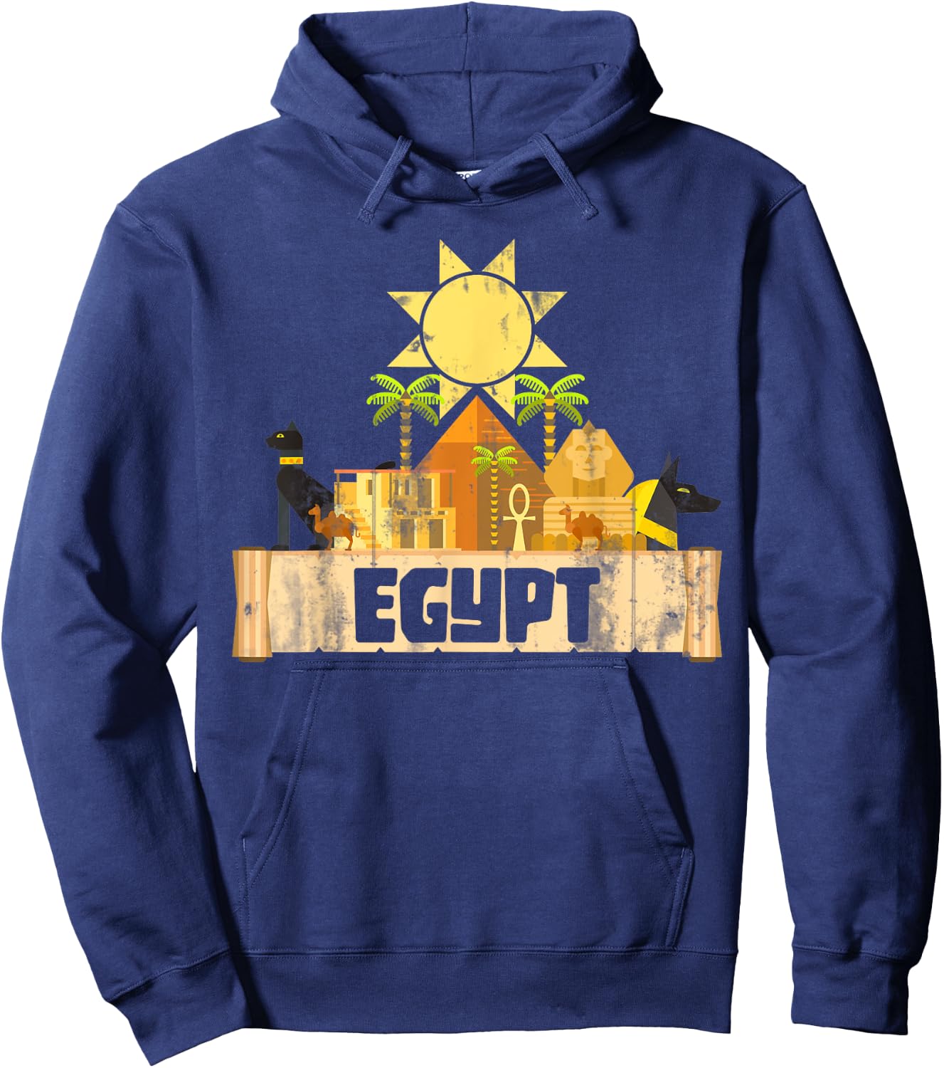 Egypt Egyptian Pyramids Gift Egypt Black Small Classic Fit Short Sleeve Graphic Hoodie - Hoodie | Navy