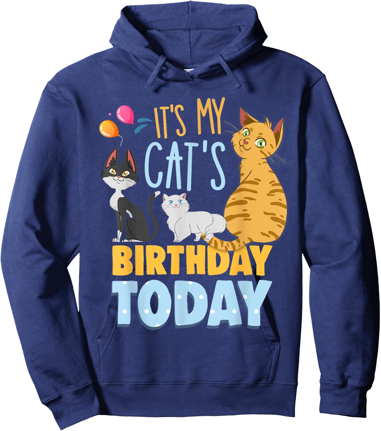 Its My Cats Birthday Today Is My Cats Birthday Cat Mom Men Women Kids Hoodie - Hoodie | Navy