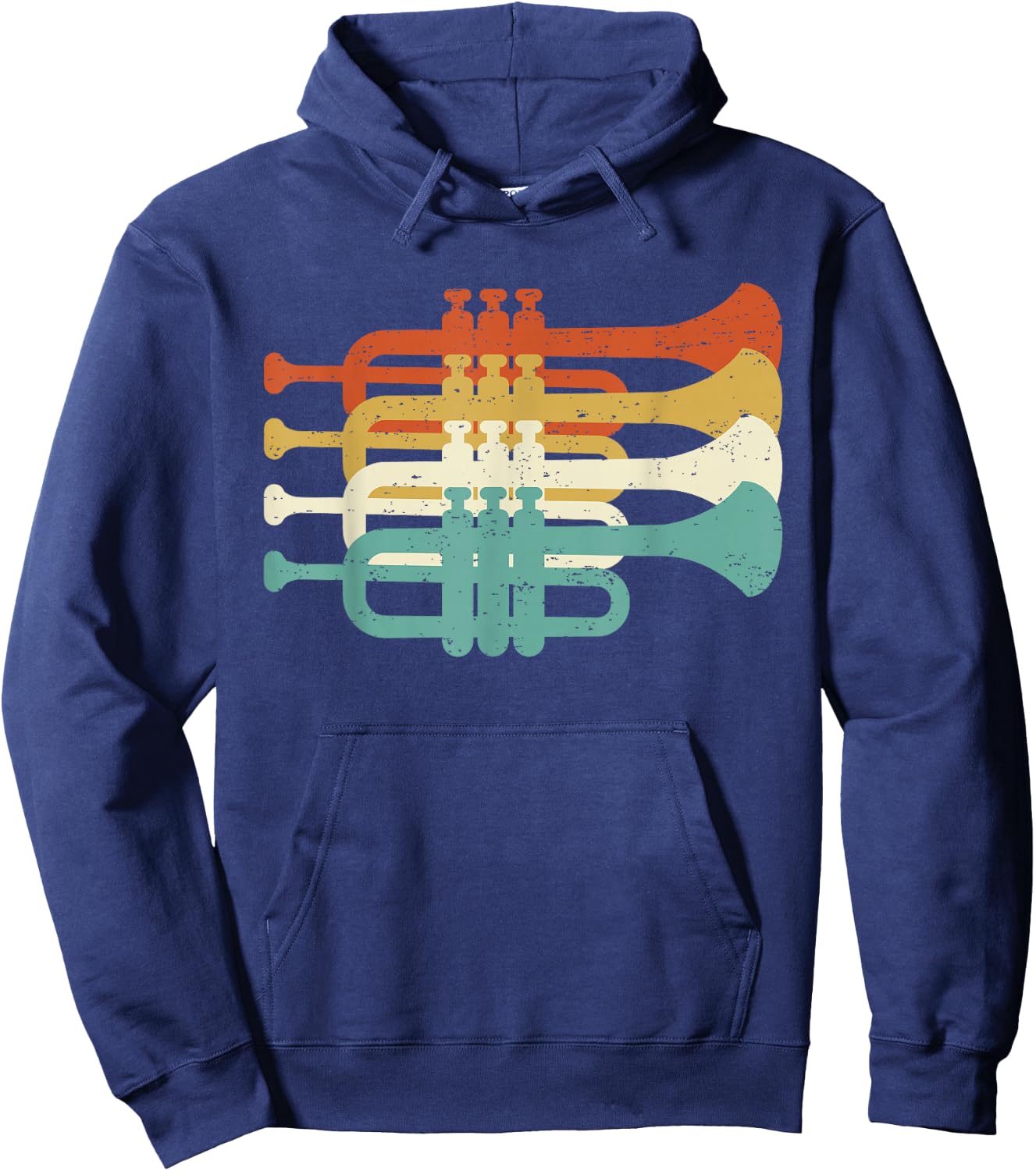 Vintage Marching Band Trumpet Player Retro Design Trumpeter Hoodie - Hoodie | Navy