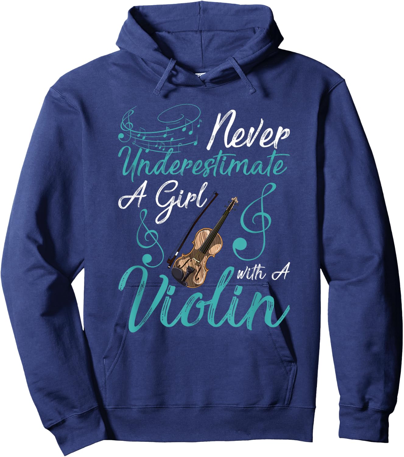 Funny Never Underestimate A Girl With A Violin Hoodie - Hoodie | Navy