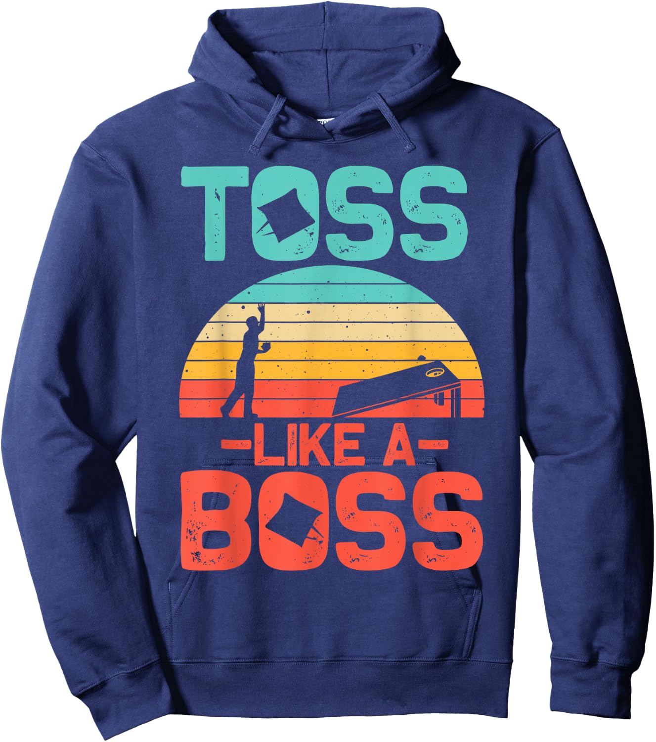 Funny Cornhole Gift Men Women Cool Cornhole Toss Like A Boss Hoodie - Hoodie | Navy
