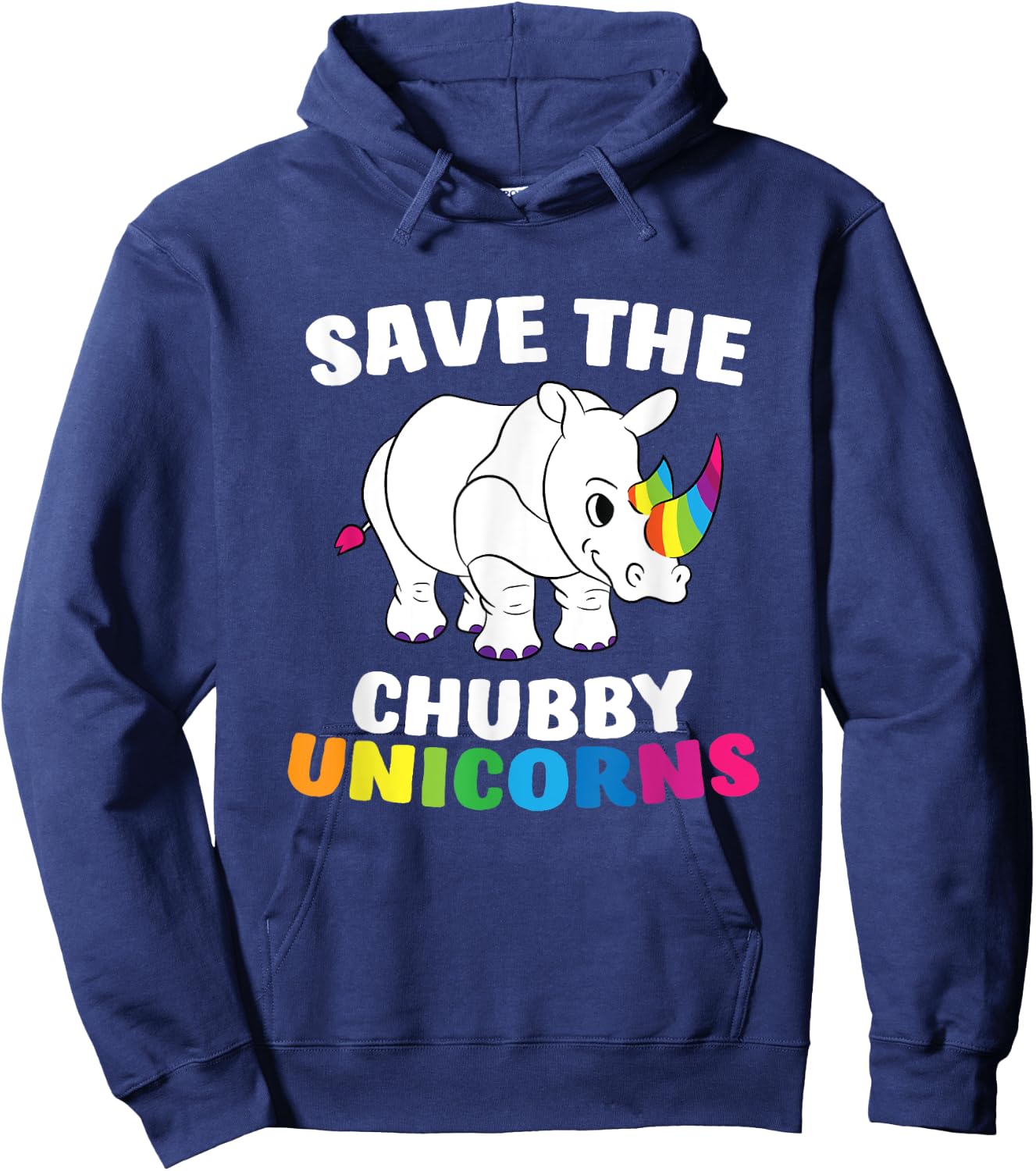 Save The Chubby Unicorns Funny Unicorn Rhino Hoodie - Hoodie | Navy