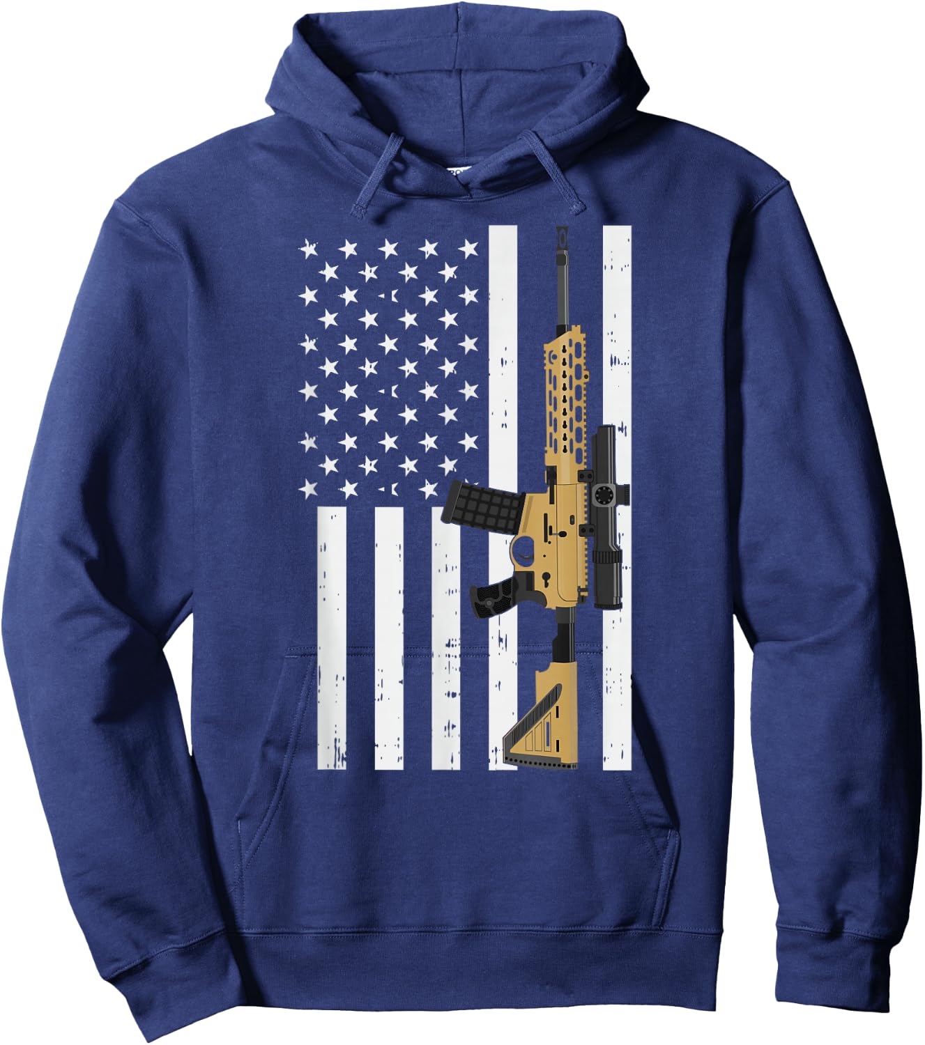 Retro Rifle American Flag - USA Patriotic Gun Lover Gift Hoodie - Hoodie | Navy