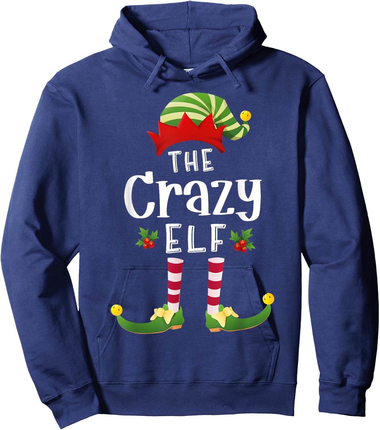 Crazy Christmas Elf Matching Pajama X-Mas Party Hoodie - Hoodie | Navy