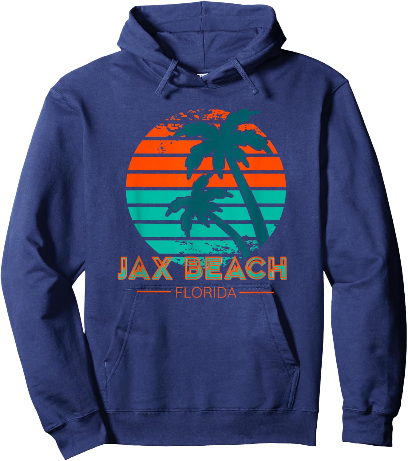 80s Retro Jacksonville Florida Vacation Souvenir Jax Beach Hoodie - Hoodie | Navy
