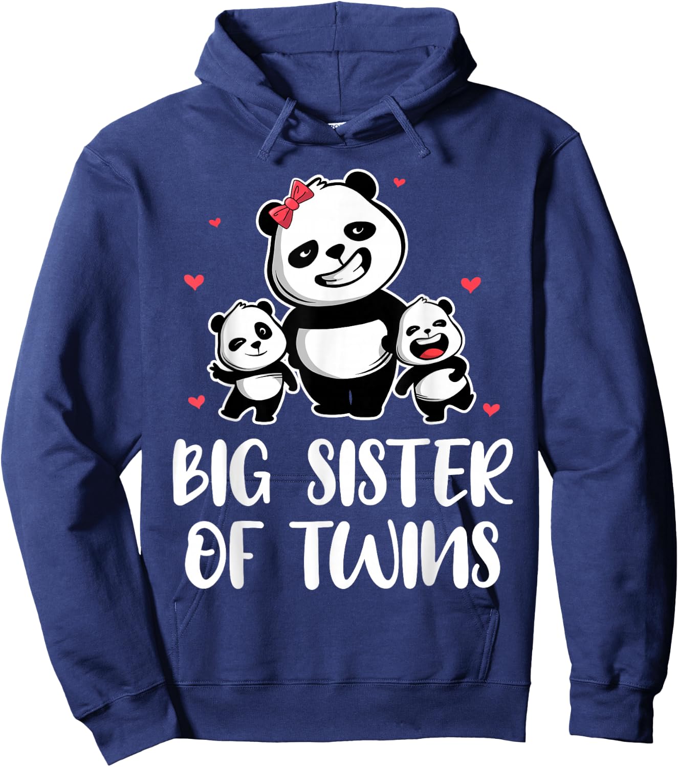 Big Sister of Twins Sis Panda Family Sister Birthday Gift Hoodie - Hoodie | Navy