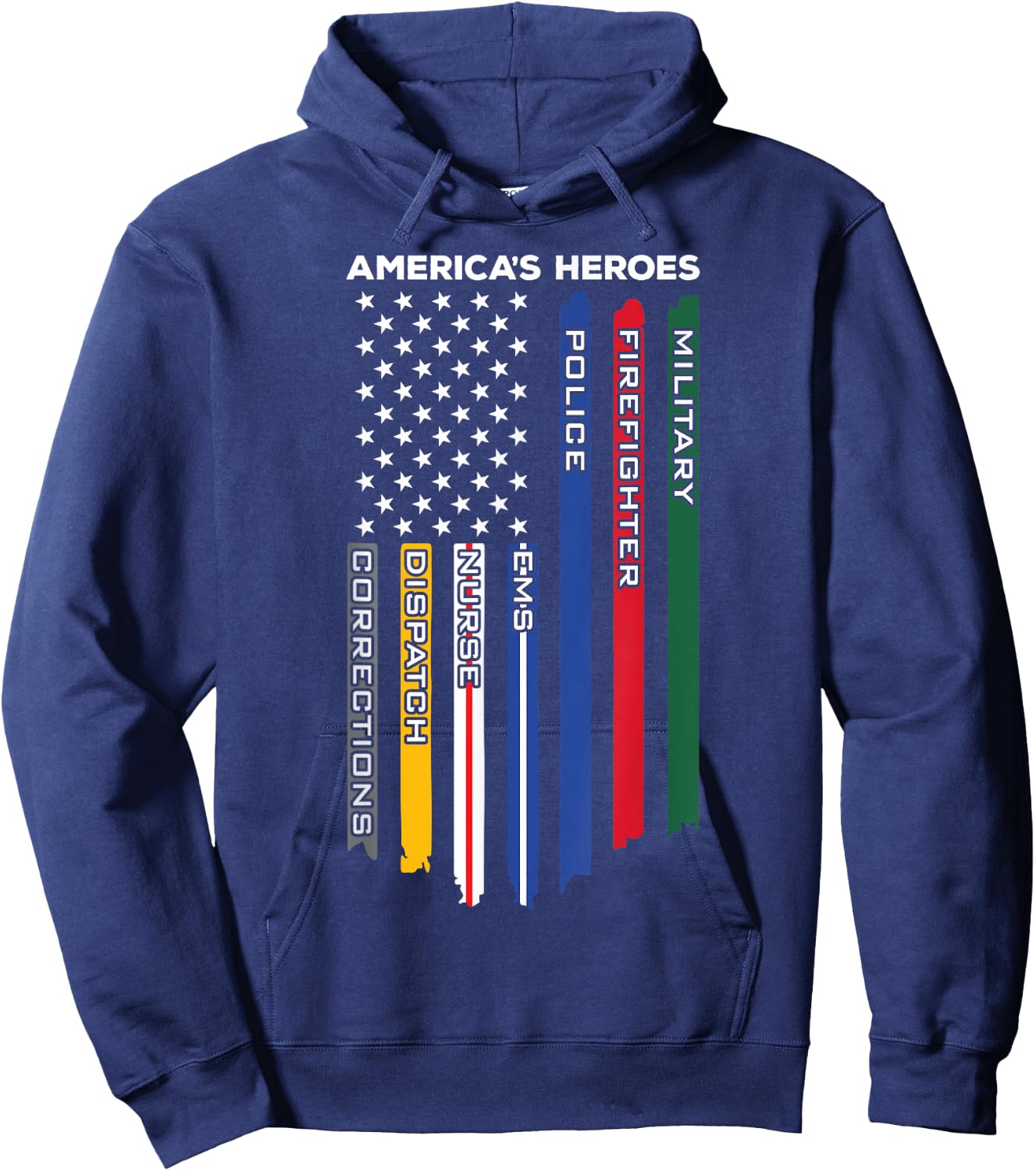 First Responders Heroes - Police Military Firefighter Nurses Hoodie - Hoodie | Navy