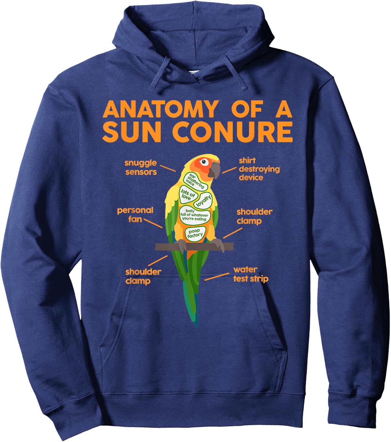 Funny Sun Conure Bird Lover Parrot Animals Pet Owner Gifts Hoodie - Hoodie | Navy