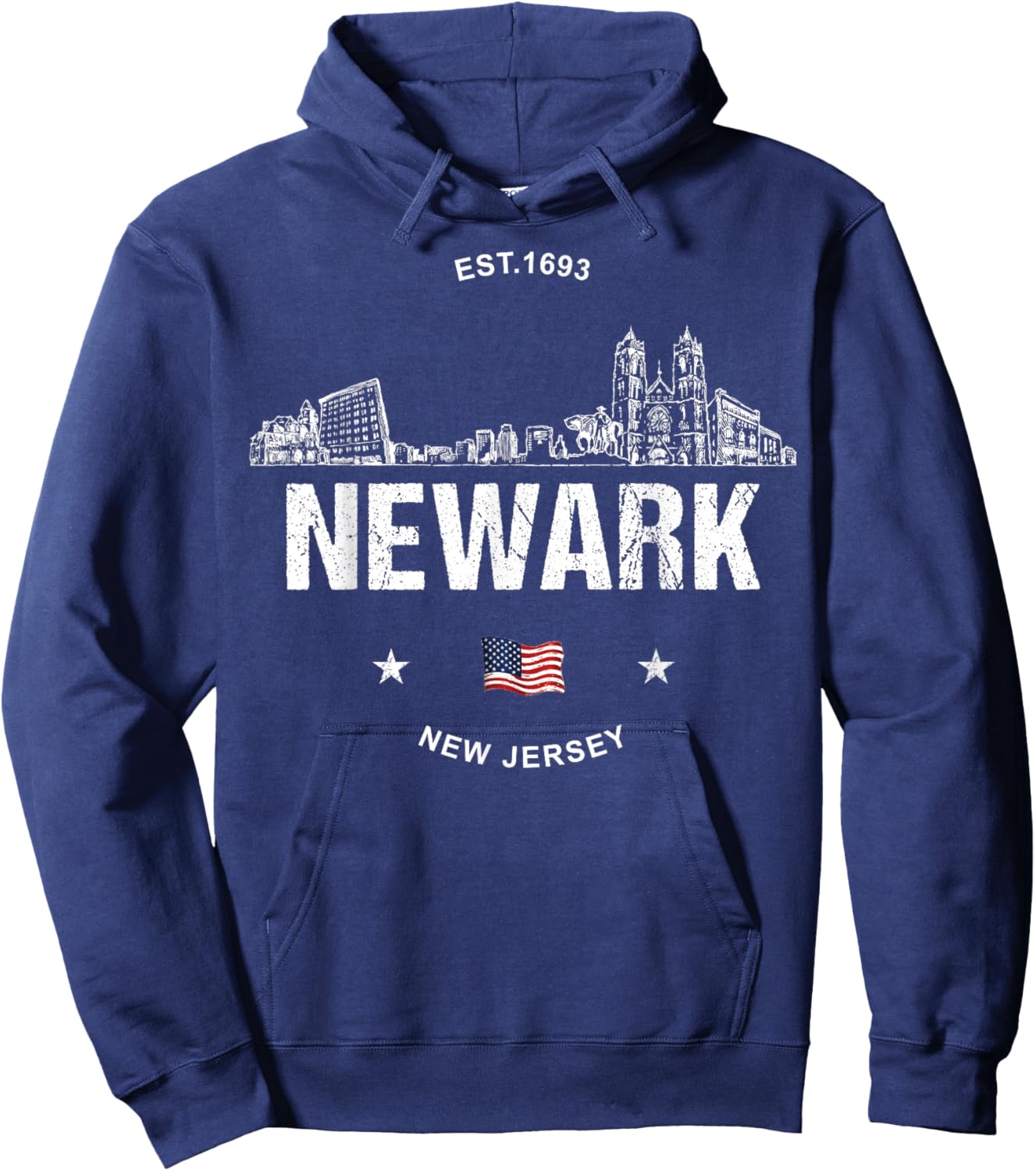Newark New Jersey Skyline Hoodie - Hoodie | Navy