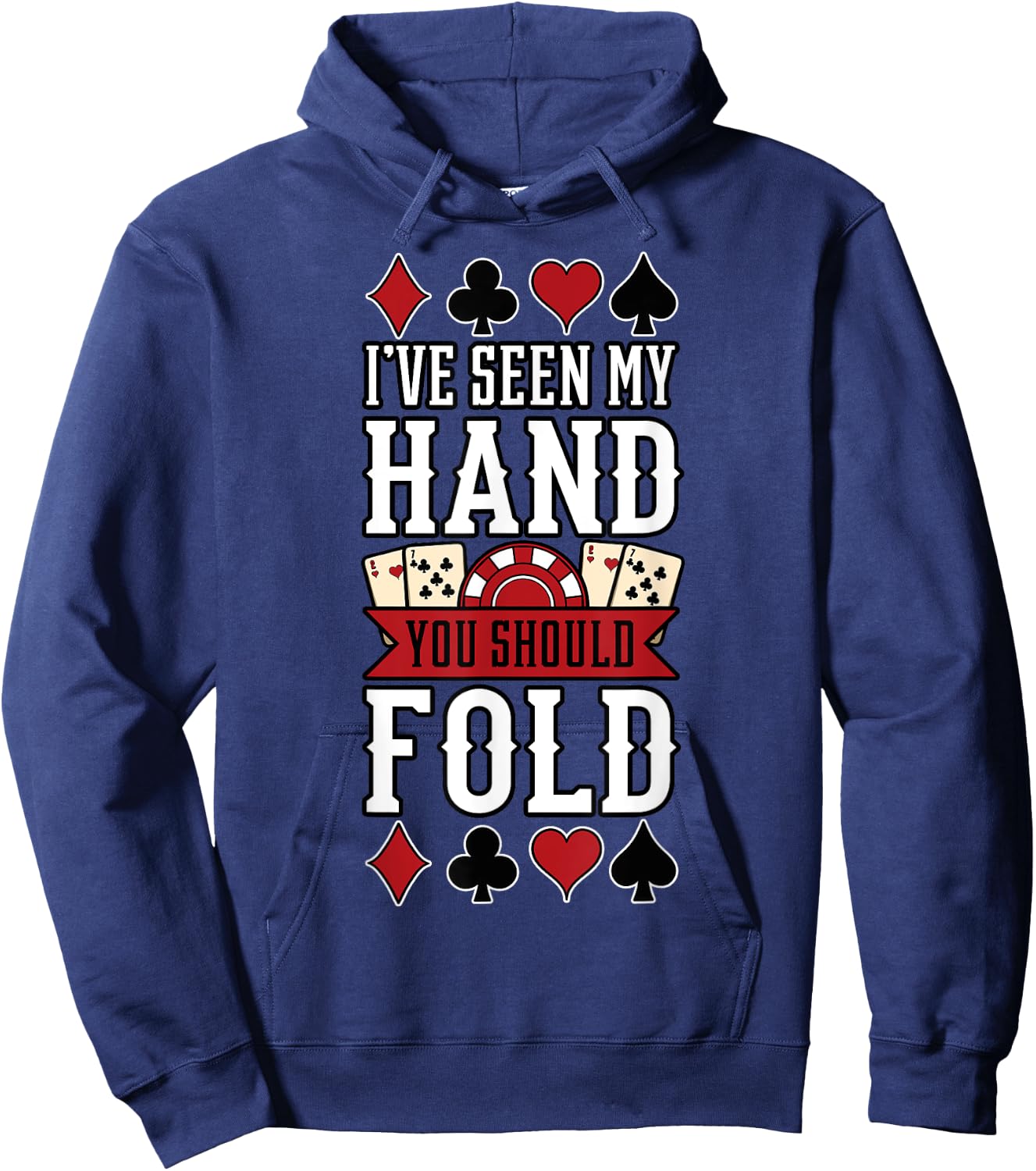 Poker Gambling Casino Card Game Hand Bluff Fold Hoodie - Hoodie | Navy