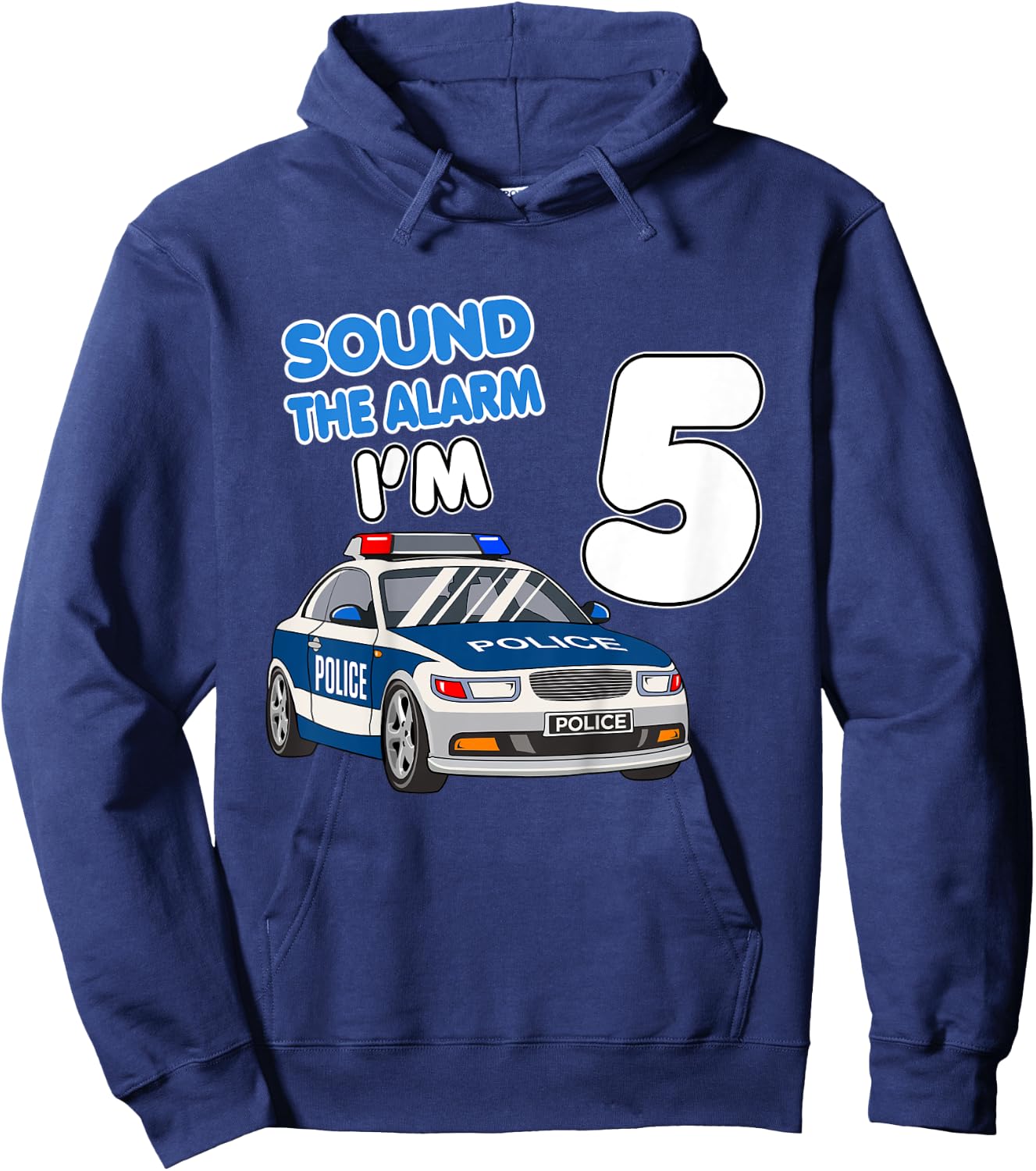 Kids Police Car 5th Birthday Shirt Boy 5 Cop Policeman Officer Hoodie - Hoodie | Navy