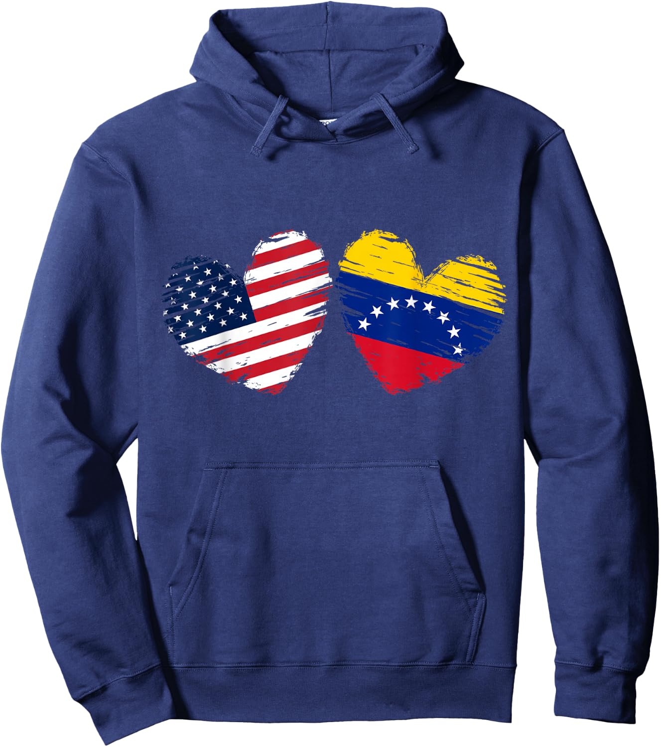 USA Venezuela Flag Heart Valentines Day Venezuelan American Hoodie - Hoodie | Navy