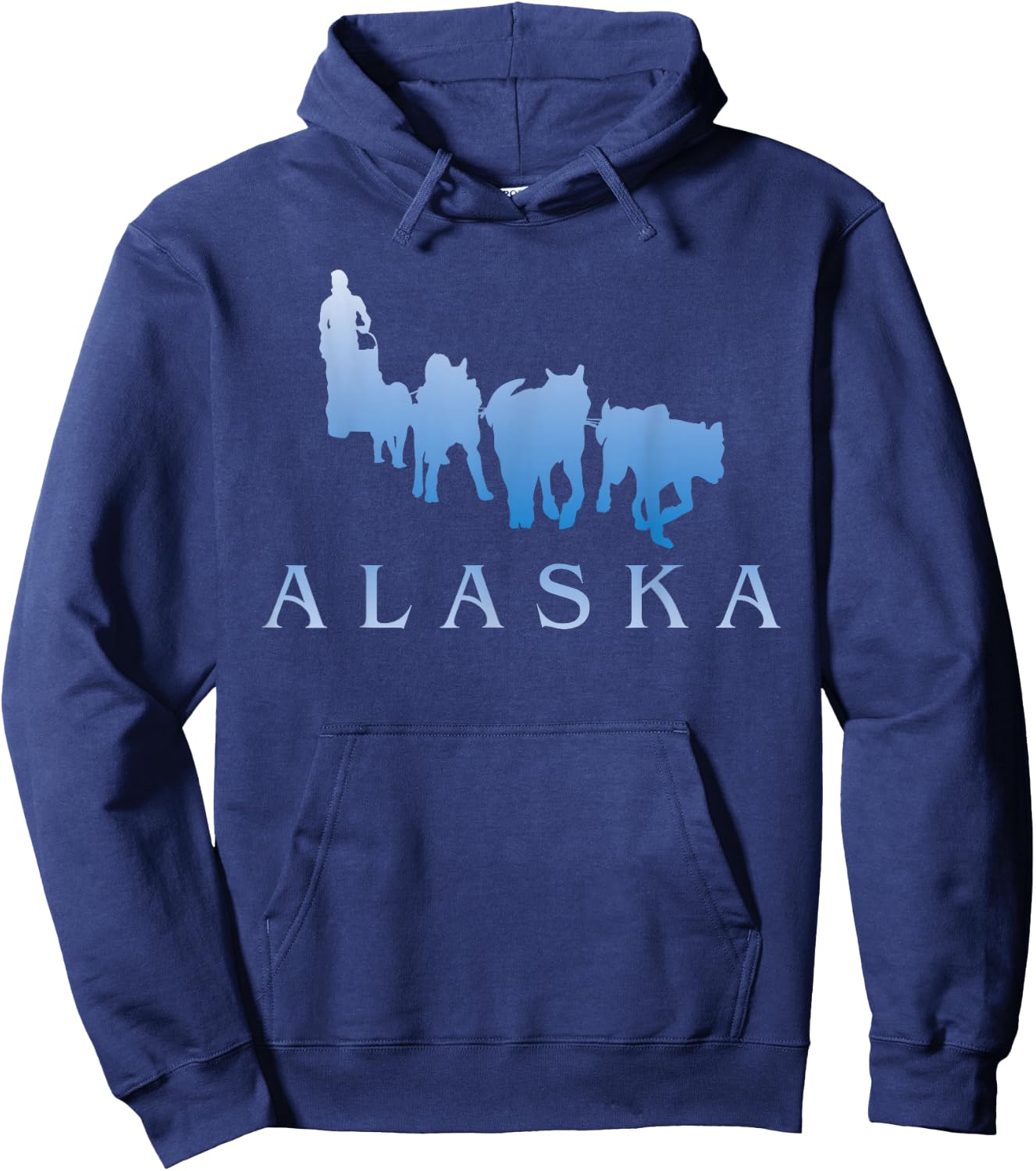 Alaska Sled Dogs Mushing Team Snow Sledding Mountain Scene Hoodie - Hoodie | Navy