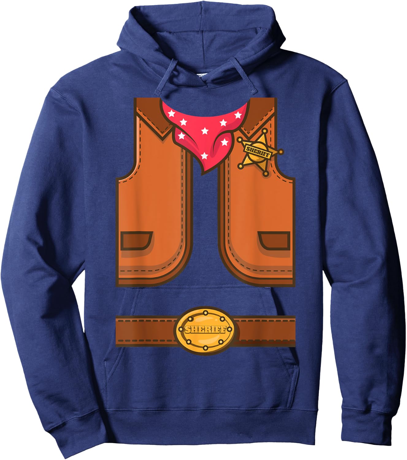 Funny Western Sheriff Halloween Cowboy Vest Simple Costume Hoodie - Hoodie | Navy