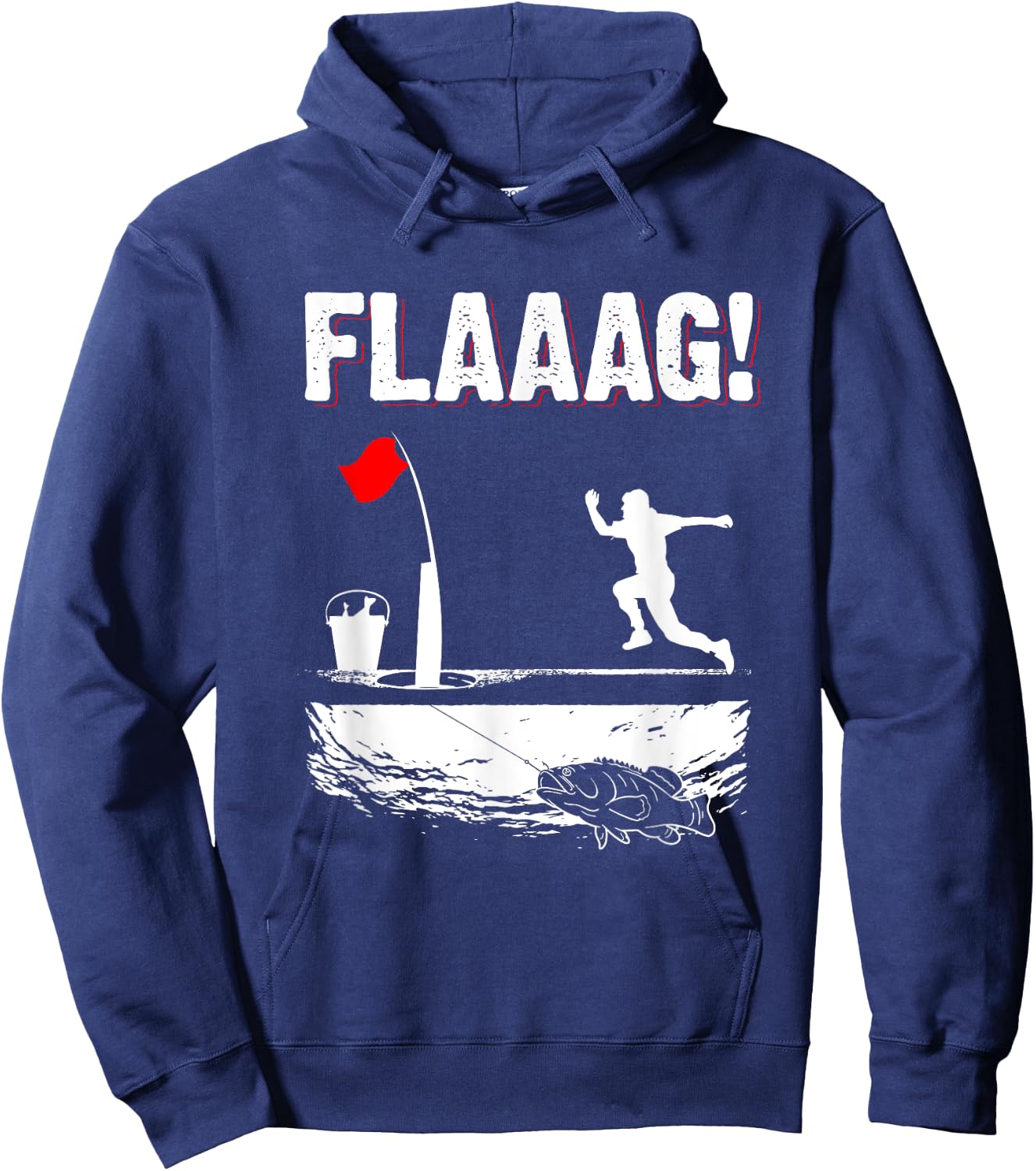 Ice Fishing Tip Up Flag Run for Ice Fishing Flag Men Hoodie - Hoodie | Navy