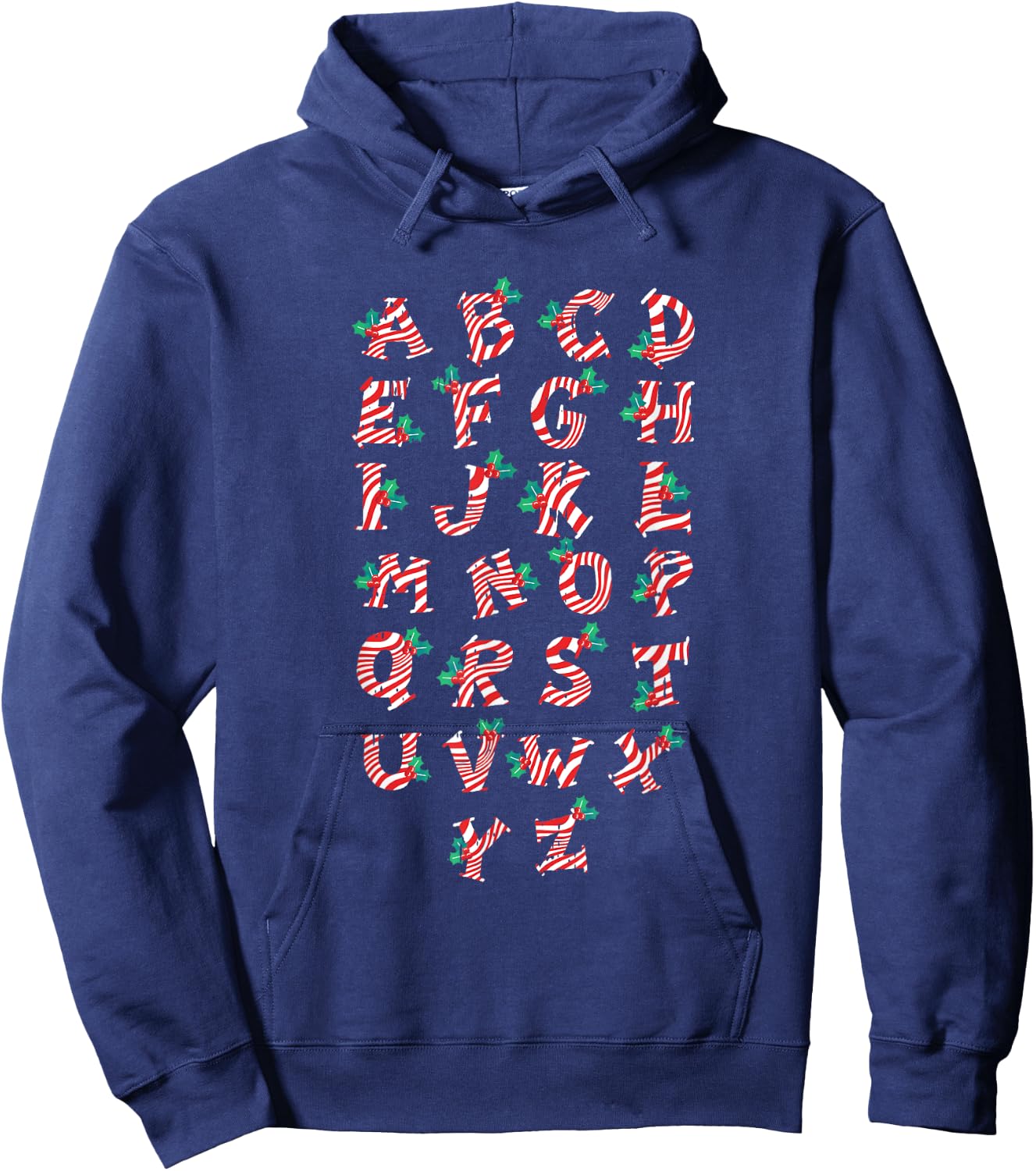 Christmas Alphabet Candy Cane X-Mas Holiday Teacher Women Kids Hoodie - Hoodie | Navy
