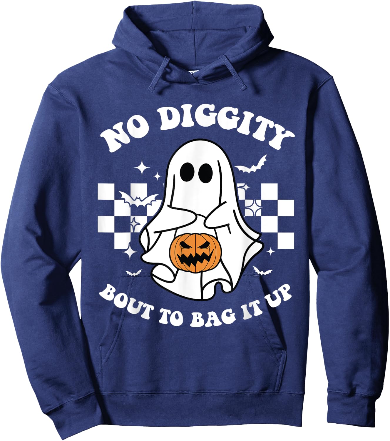 No Diggity Bout to Bag It Up Cute Ghost Halloween Kids Candy Hoodie - Hoodie | Navy