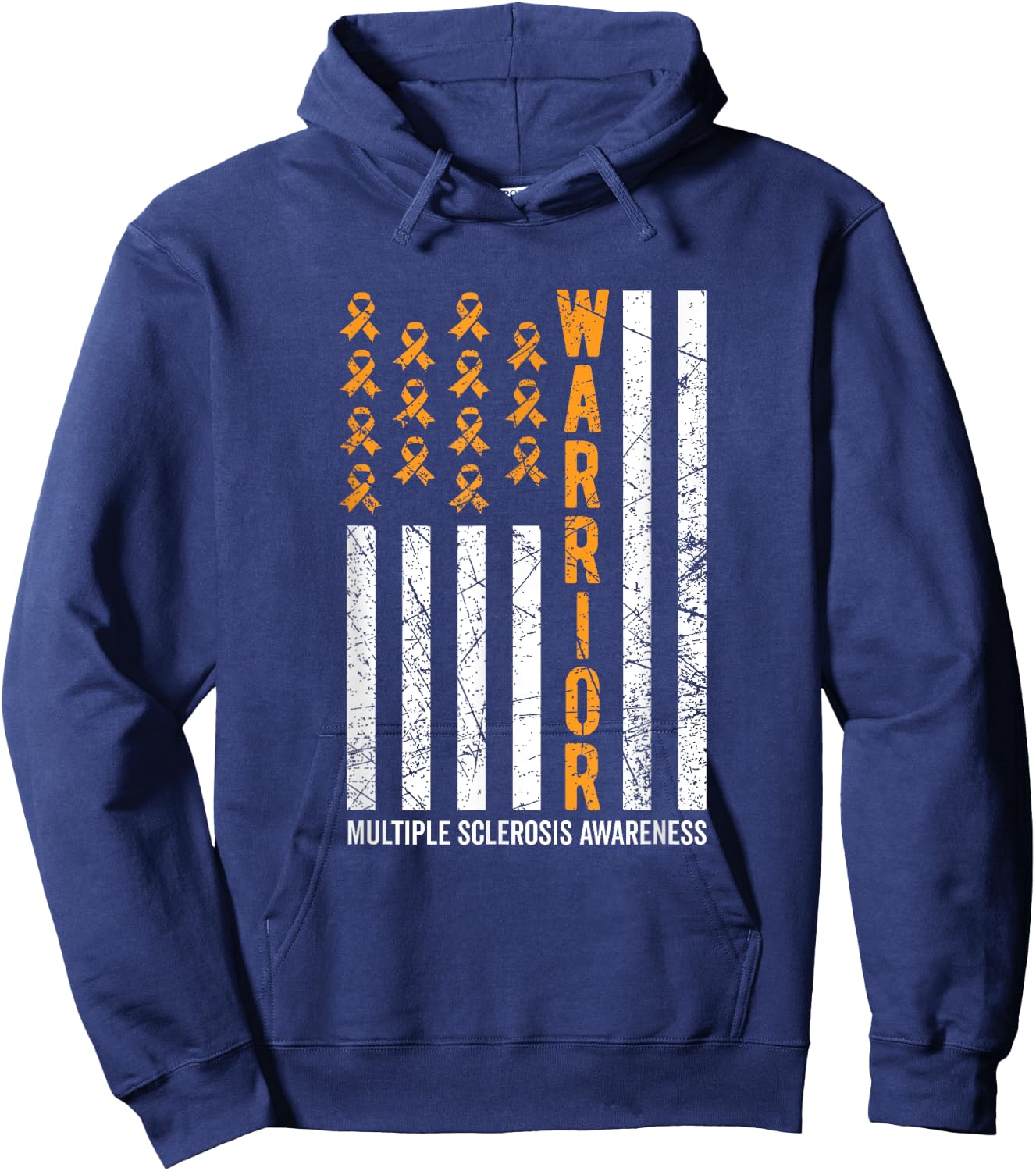 Orange Warrior & Men Multiple Sclerosis Awareness Hoodie - Hoodie | Navy