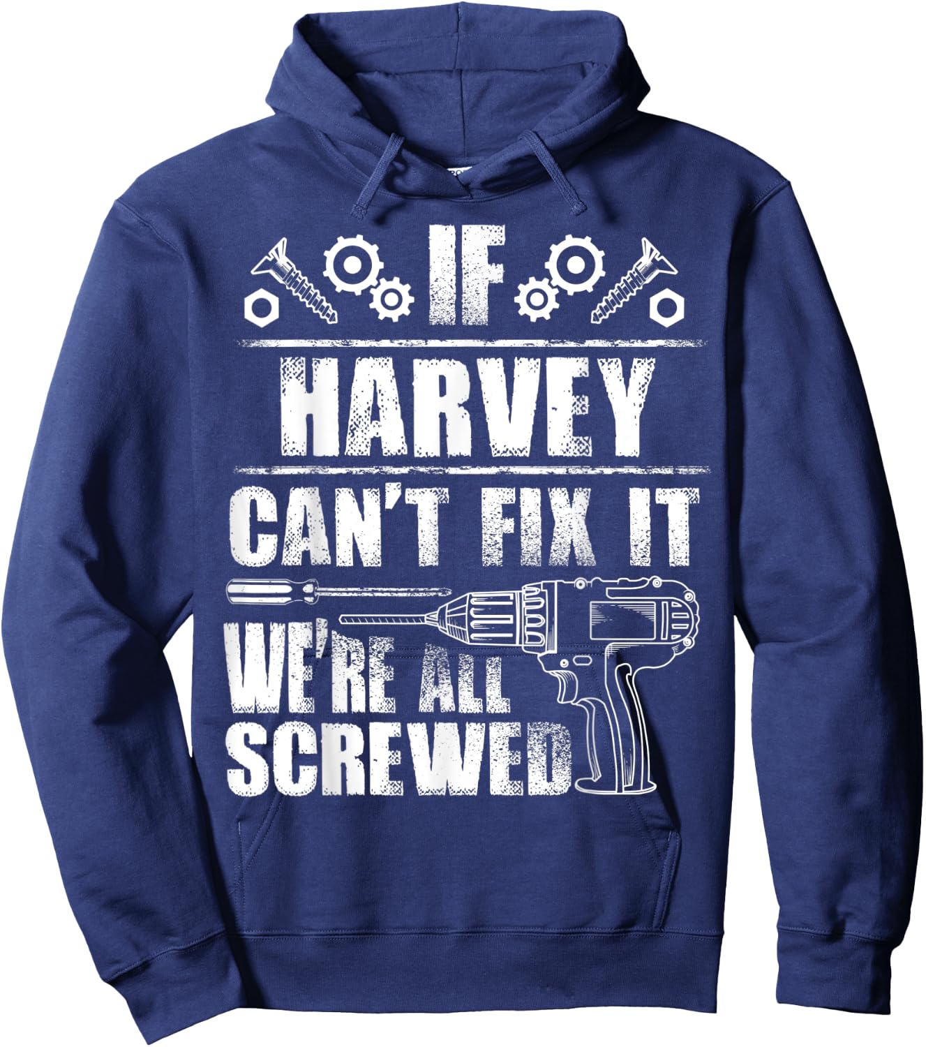 HARVEY Gift Name Fix It Funny Birthday Personalized Dad Idea Hoodie - Hoodie | Navy