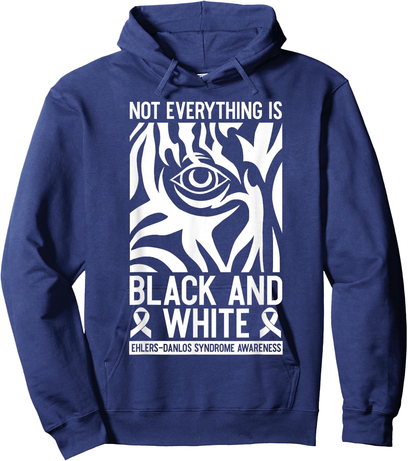 Black And White Ribbon Ehlers Danlos Zebra Rheumatologists Hoodie - Hoodie | Navy