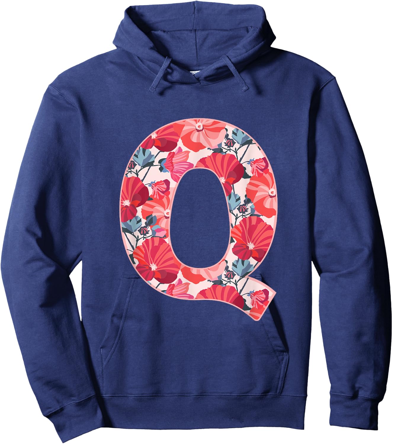 Letter Q Alphabet First Name Consonant Flower Garden Gift Hoodie - Hoodie | Navy