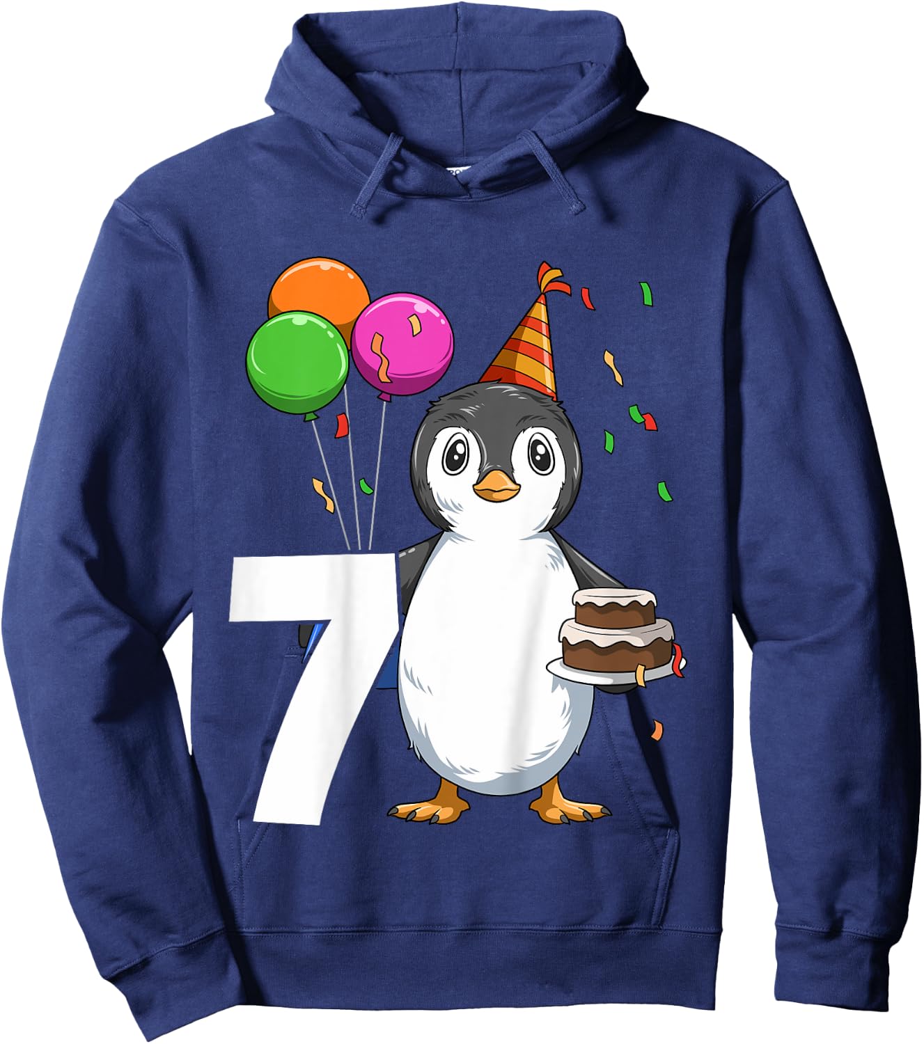Penguin Birthday 7 Penguin 7th Birthday Outfit Penguin Party Hoodie - Hoodie | Navy