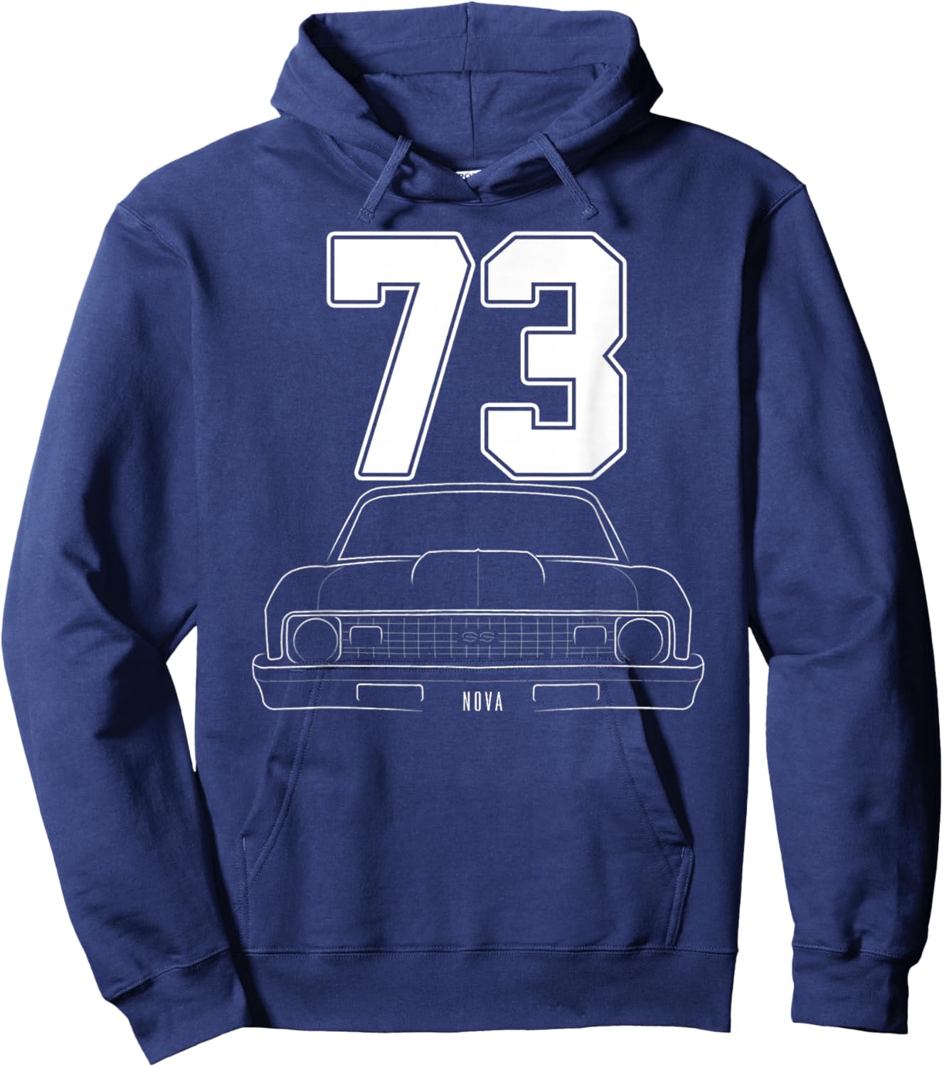 1973 73 Chevys Nova 2 Classic Car Old School Muscle Car Hoodie - Hoodie | Navy