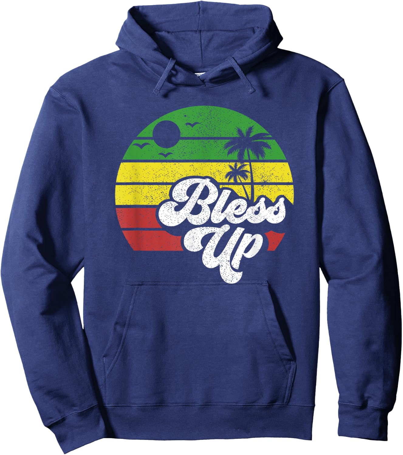 Bless Up Jamaica Rasta Roots Rock Reggae Jamaican Retro Gift Hoodie - Hoodie | Navy