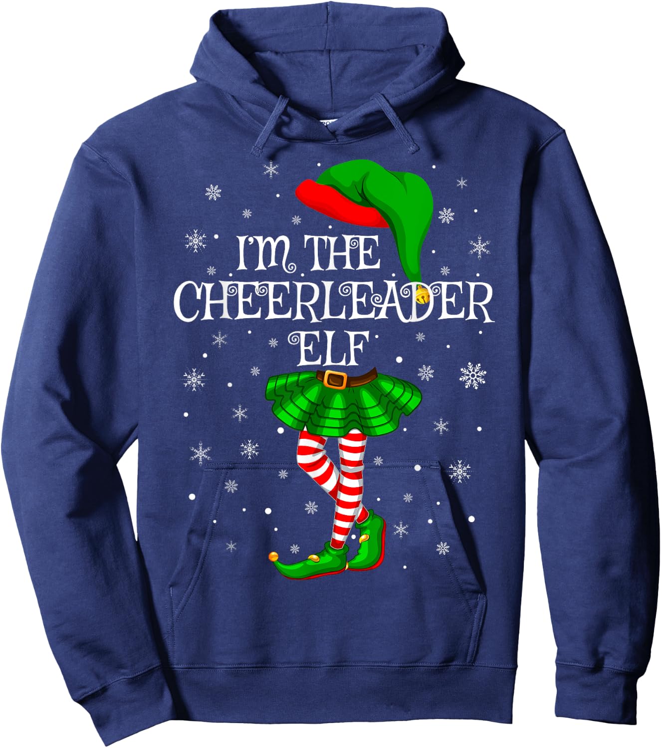 Cheerleader Elf Christmas Matching Family Women Girls Elf Hoodie - Hoodie | Navy