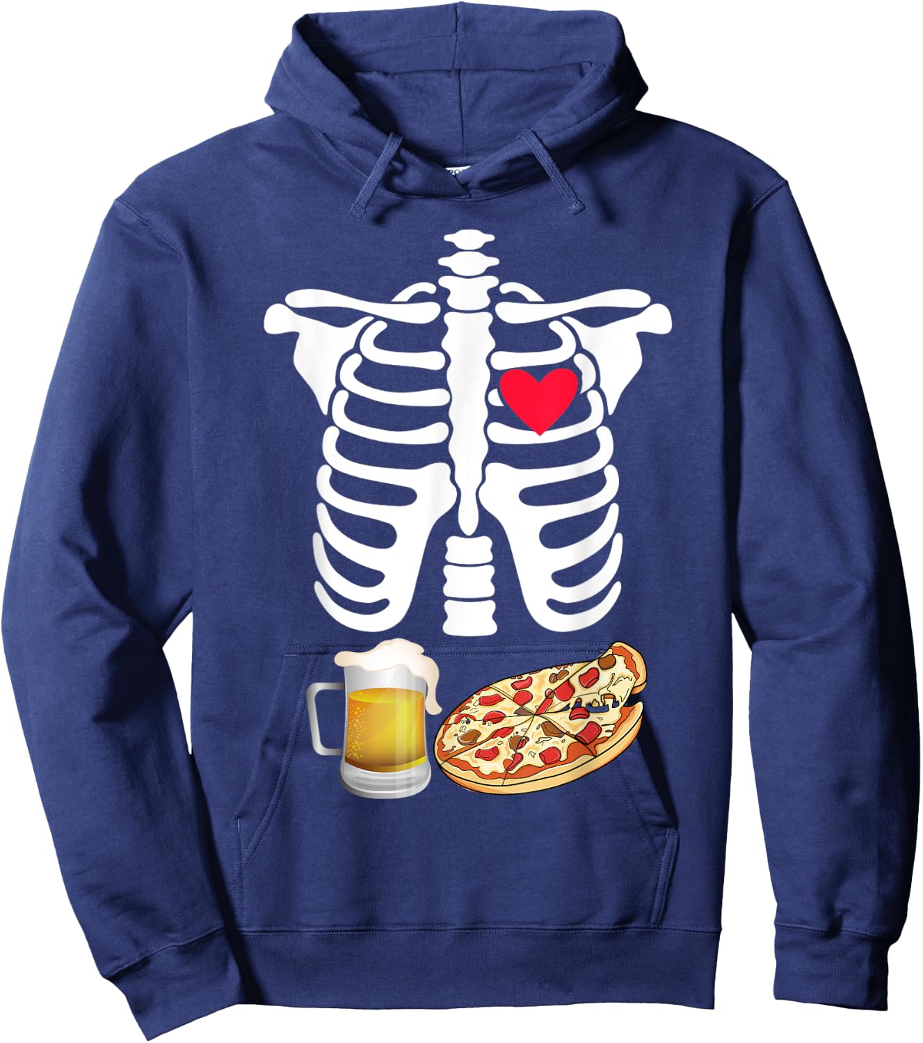 Skeleton Pregnancy Beer Pizza X-Ray Halloween Costume Hoodie - Hoodie | Navy