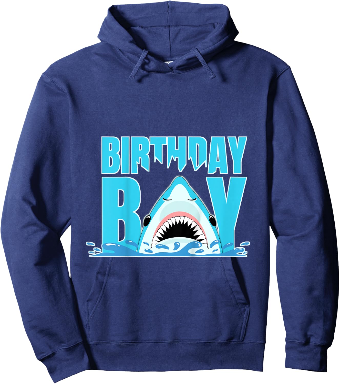 Kids Blue Shark Birthday Party Shark Bite Birthday Boy Hoodie - Hoodie | Navy